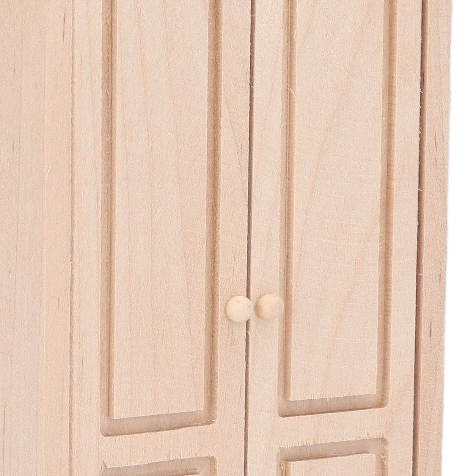 1/12 Scale Miniature Wooden Wardrobe - Double Door Dollhouse Closet for Cabinet, Mini House Furniture & Doll Accessories | Perfect for DIY Dollhouse Decor, Miniature Room Displays & Collectors