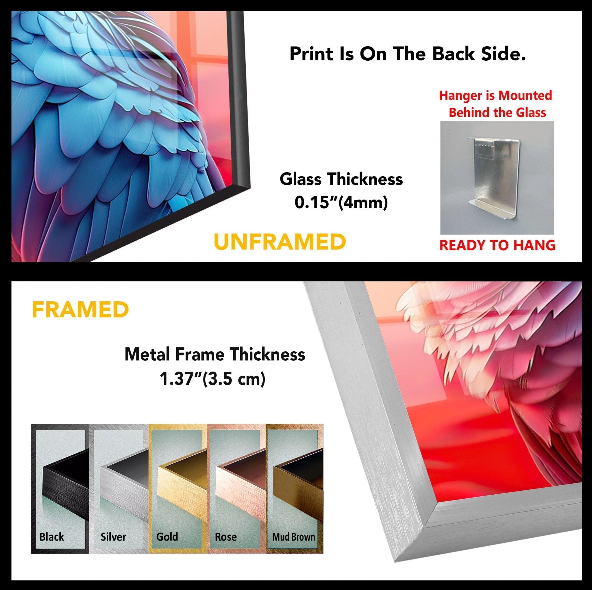 Stunning Blue and Pink Bird Glass Wall Art - Handmade Decorative Hanging Piece for Living Room, Bedroom, or Office Décor