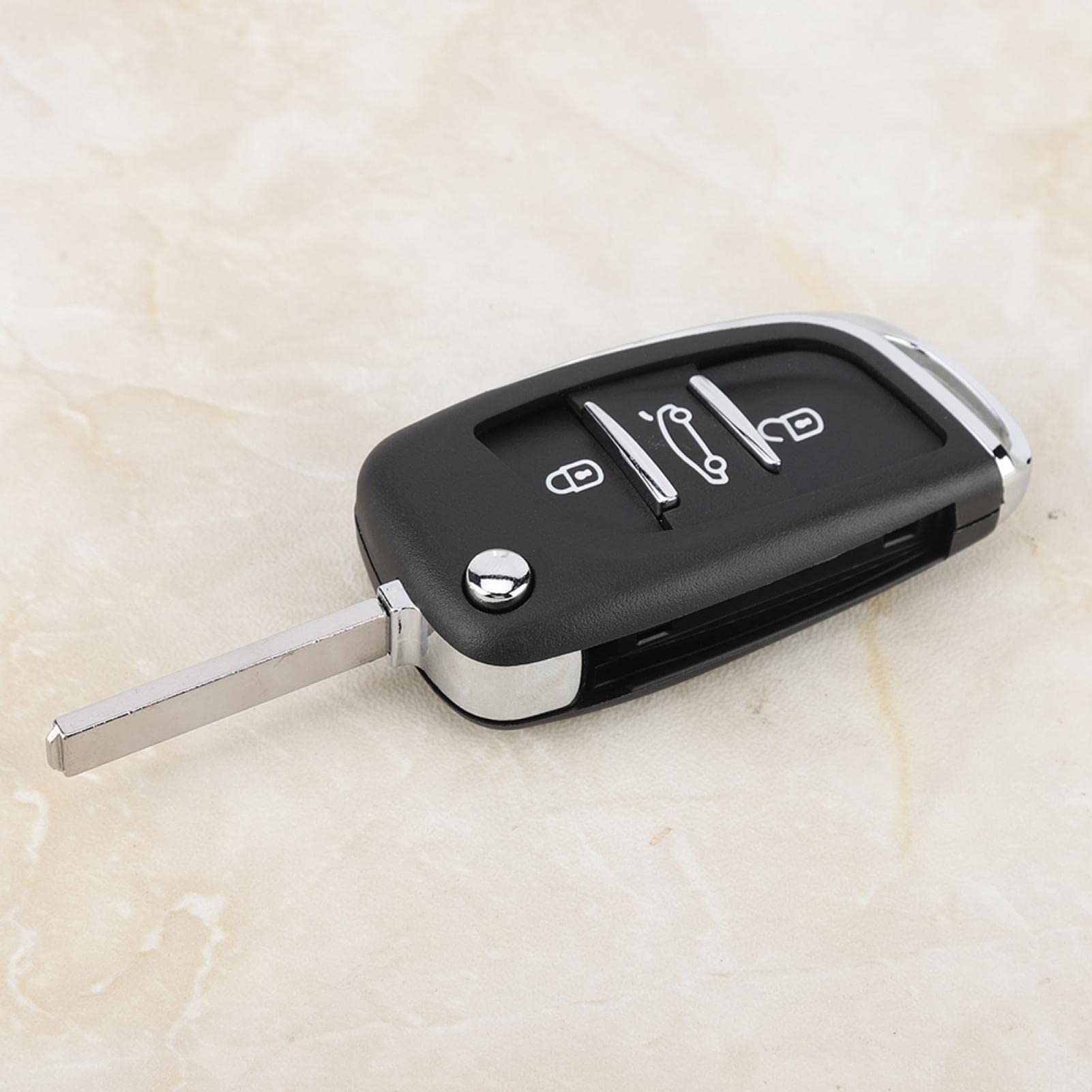 Peugeot Partner 306 407 ABS Black 3-Button Key Fob Case - Durable Flip Remote Key Cover Shell for Car Smart Key Protection | Perfect for Daily Use & Wear Resistance