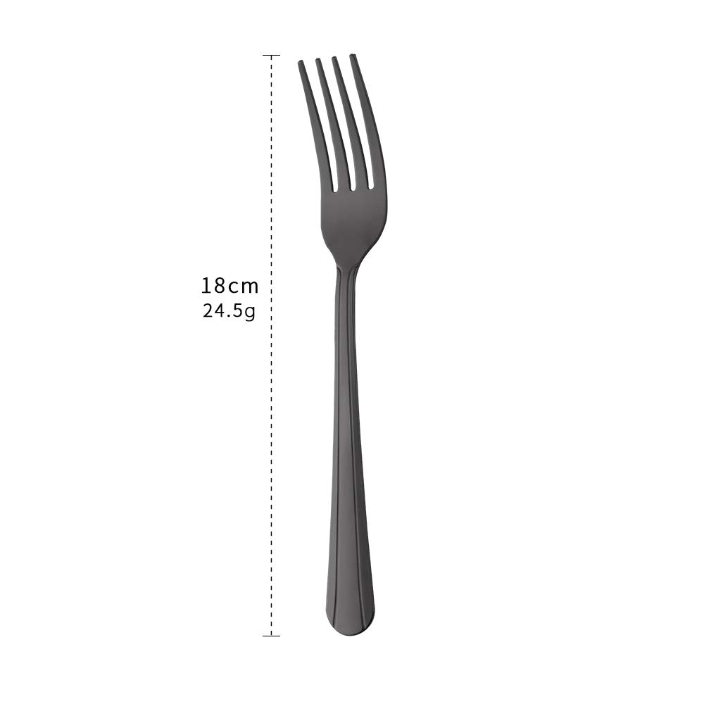 Premium 7-Inch Stainless Steel Black Dinner Forks Set - 12-Piece Elegant Flatware for Fine Dining, Restaurants & Home Entertaining