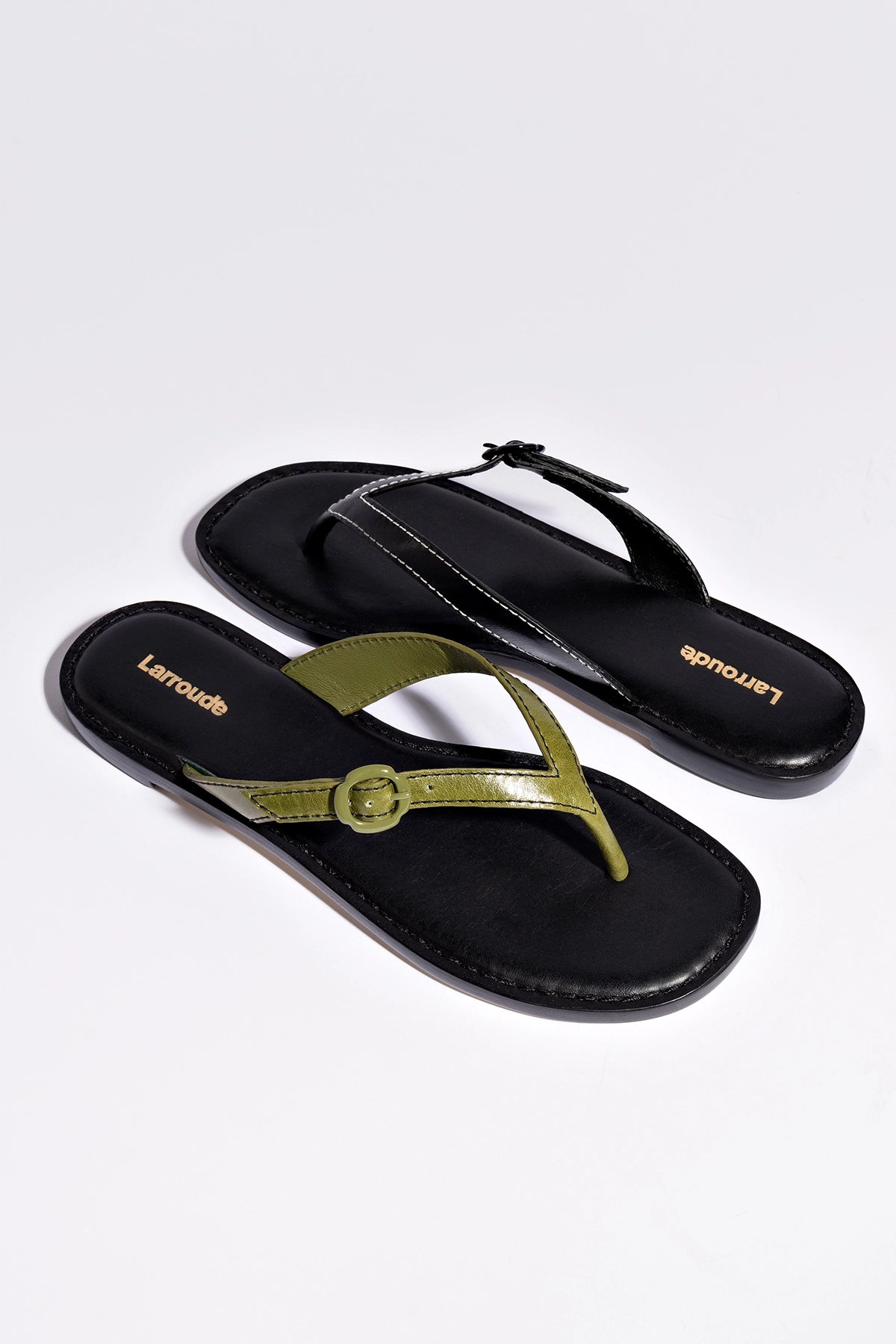 Mary Kate Flat Sandal in Seaweed Leather | Women's Vegan Leather Sandals | Comfortable Summer Beach Shoes for Women | Perfect for Vacation, Walking & Casual Outfits