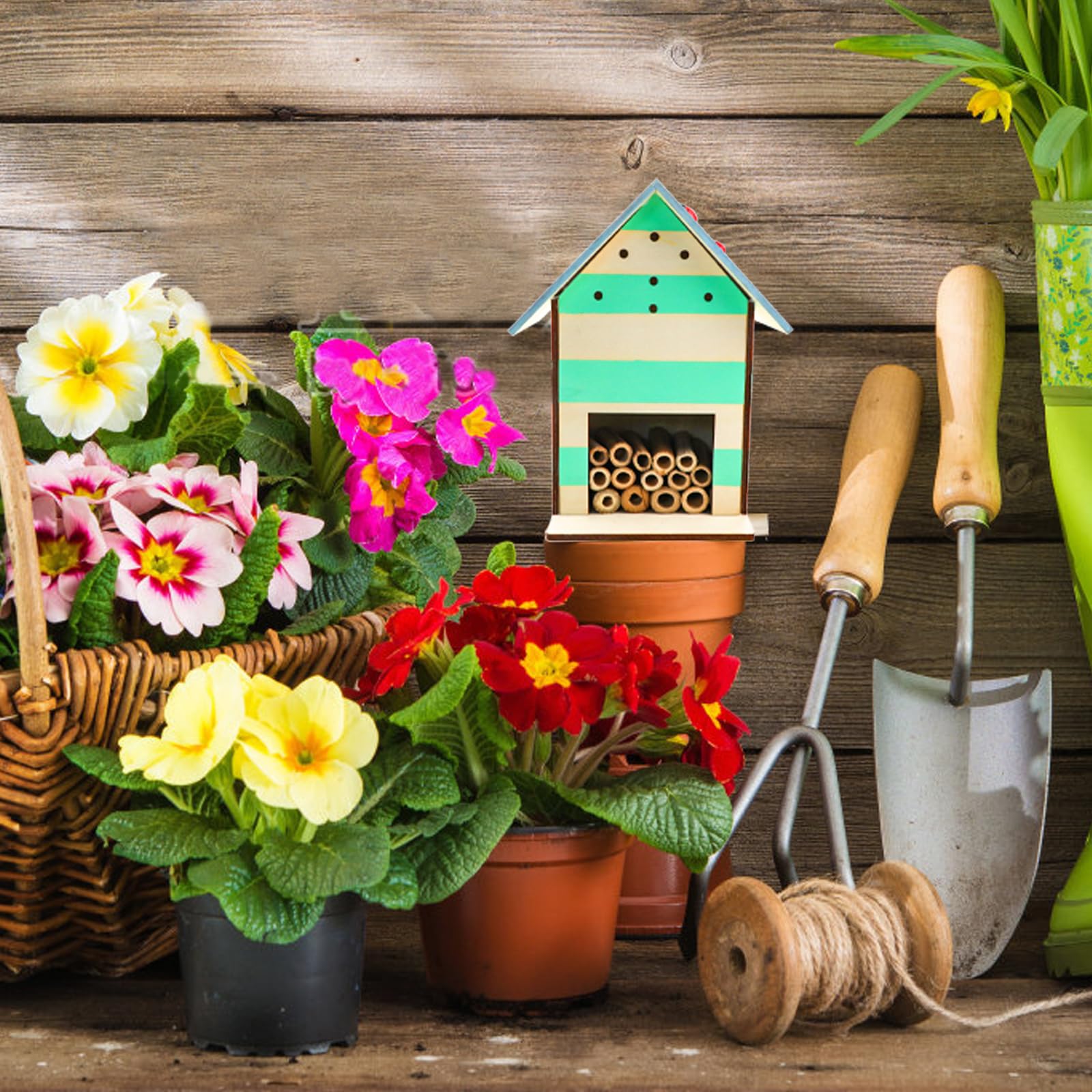 Premium DIY Wooden Insect House - Natural Bee Hotel for Pollinators, Butterflies & Ladybugs (8.25