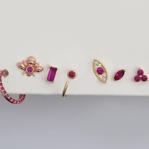 14K Yellow Gold Marquise Pink Ruby Flat Back Stud Earrings for Women - Elegant Dainty Jewelry for Parties, Weddings & Everyday Wear