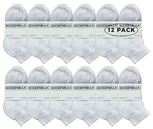 12 Pairs White Socks Size 4-6