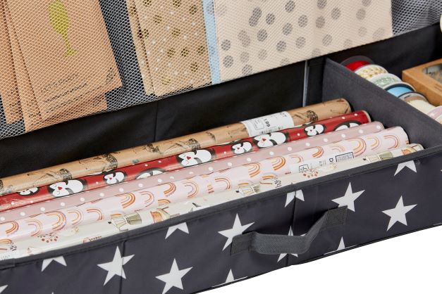 Gift Wrap Storage Organizer - Multi-Color Wrapping Paper & Ribbon Holder for Holiday, Birthday & Party Gift Wrapping Organization