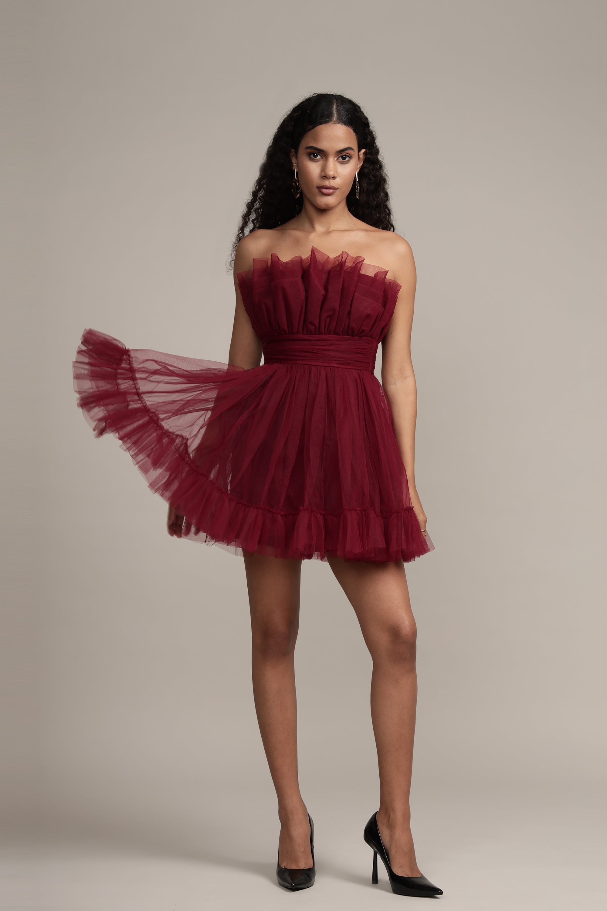 Astro Red Caspian Tulle Mini Dress for Women - Elegant Party, Cocktail & Evening Wear