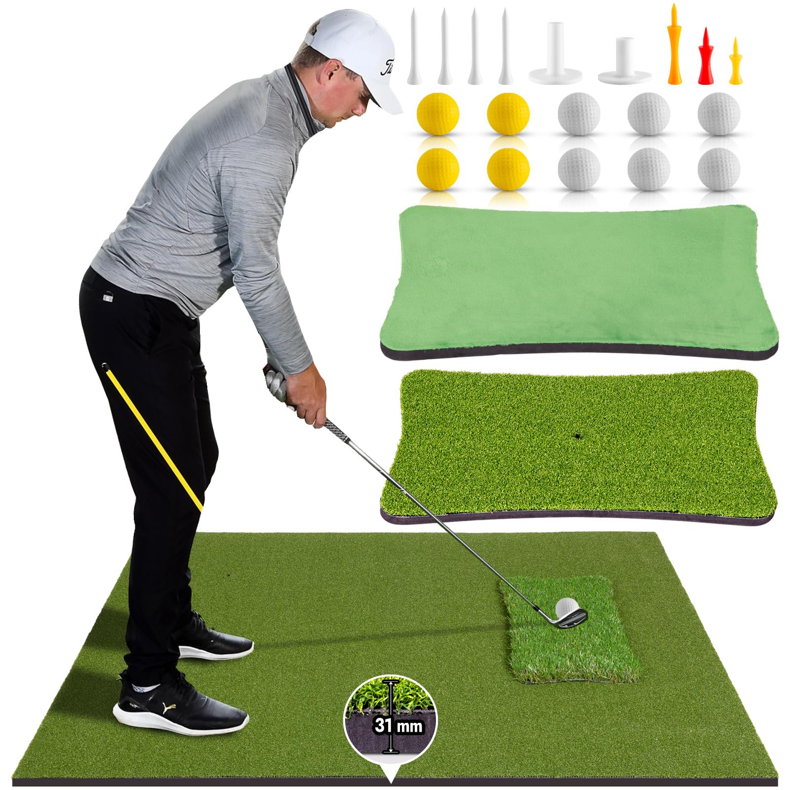Premium Golf Hitting Mat - Durable Indoor/Outdoor Practice Mat for Adults | Backyard Training & Golf Simulator Use | Ideal Gift for Men Golfers