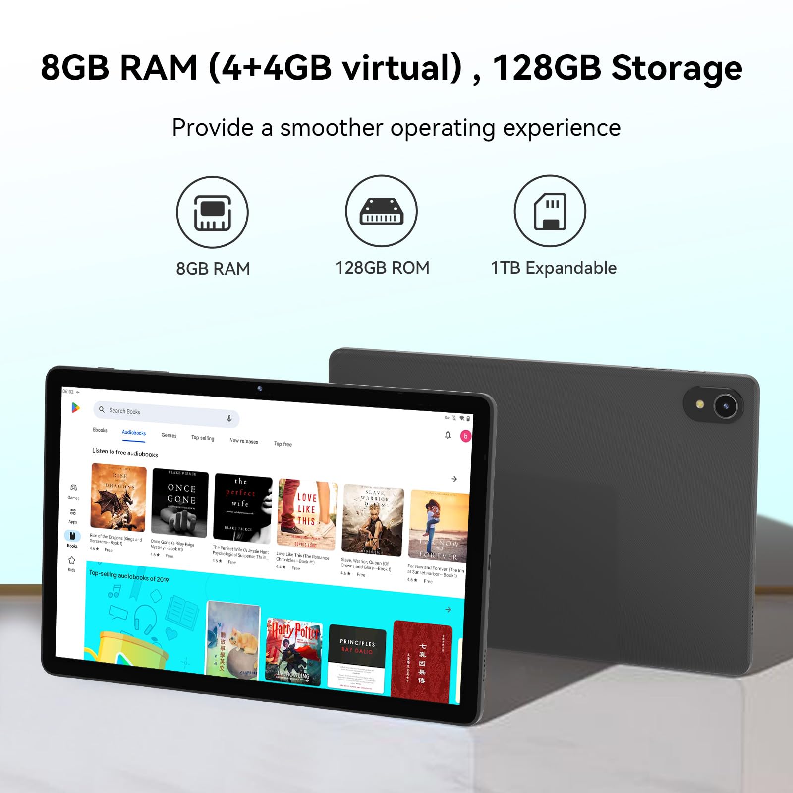ApoloSign 11 Inch Android 14 Tablet - Octa-Core Processor, 8GB RAM, 128GB Storage (Expandable to 1TB), Widevine L1 Certified, 7000mAh Battery, Dual Stereo Speakers - Perfect for Streaming, Gaming & Productivity | 5G WiFi & BT 5.0 Connectivity