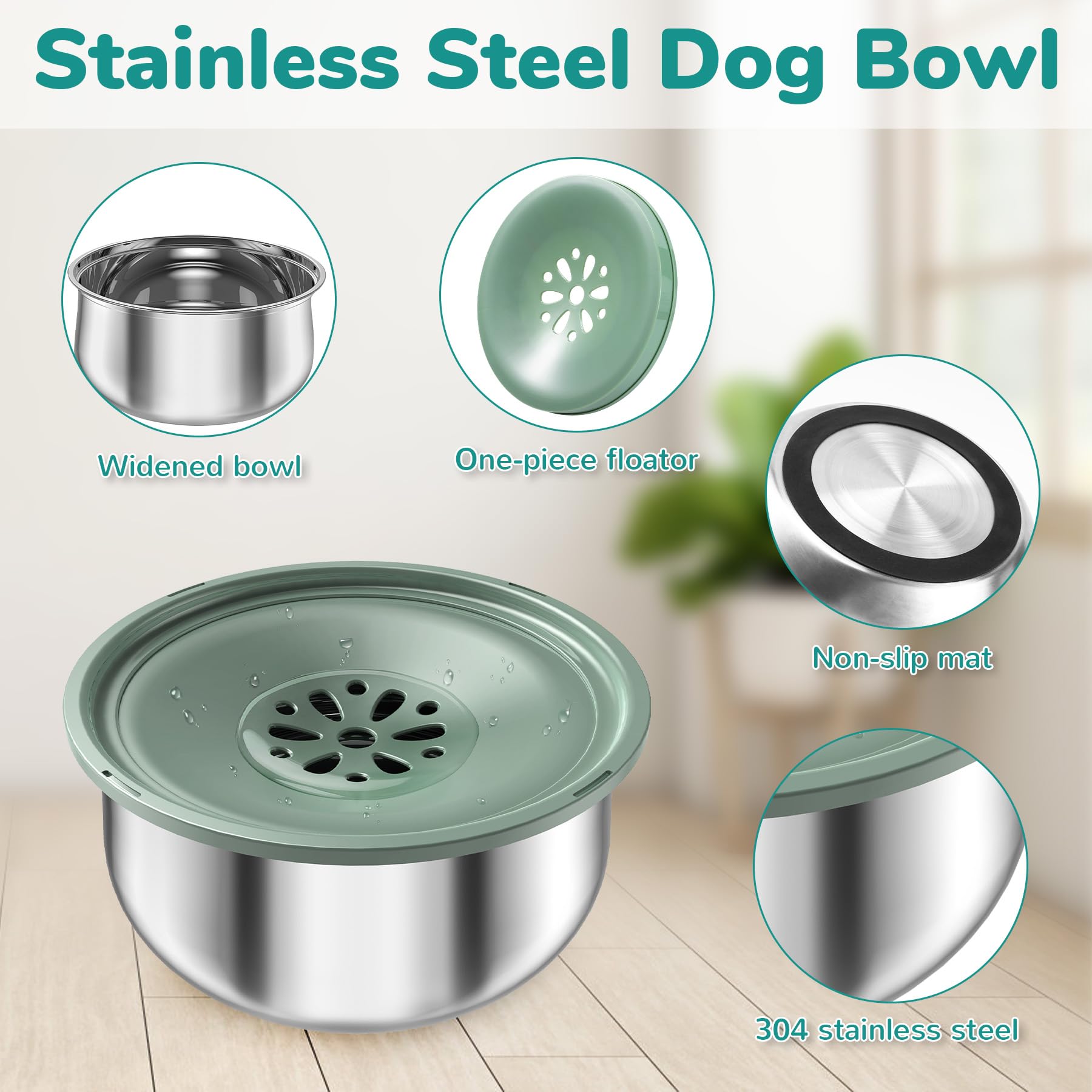 Ormalla No Spill Dog Water Bowl - 3.5L/118oz Stainless Steel Pet Bowl for Messy Drinkers | Spill-Proof Slow Drinking Design for Dogs & Cats | Perfect for Travel, Car, Home & Outdoor Use