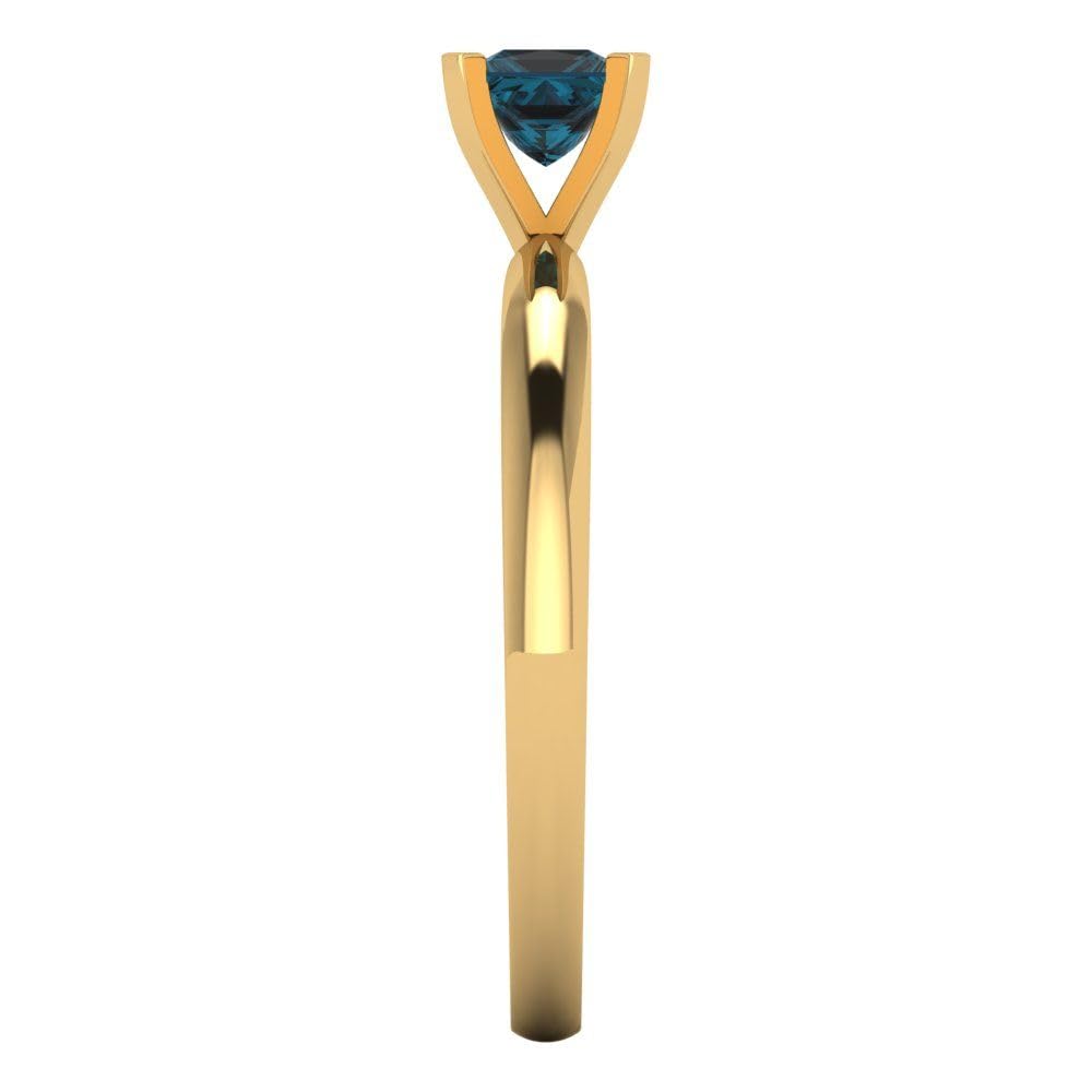Clara Pucci 0.50 Carat Princess Cut Solitaire Natural London Blue Topaz Engagement Ring in 14K Yellow Gold - Perfect for Bridal, Anniversary & Proposal Gifts