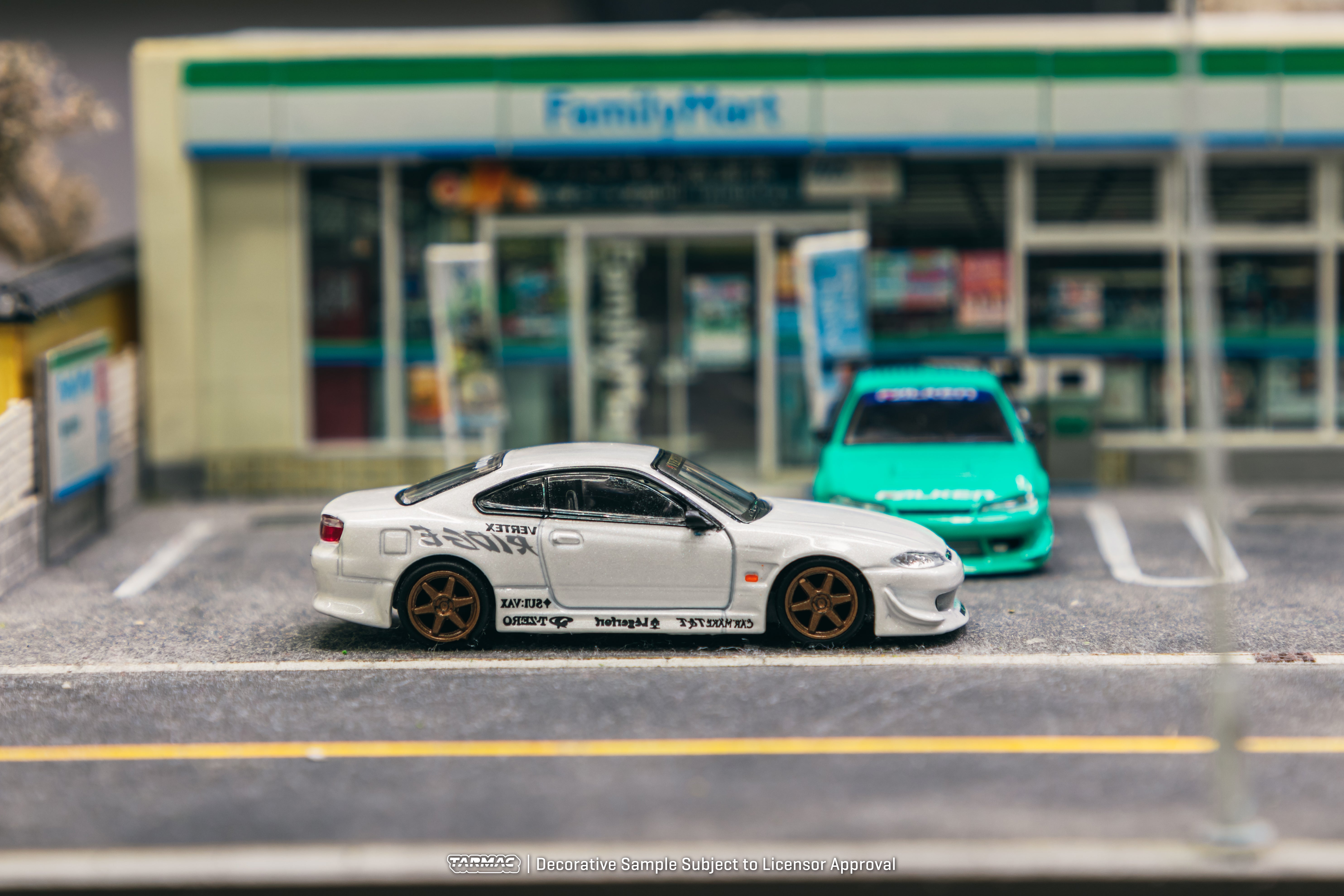 Tarmac Works 1/64 Scale Nissan Silvia S15 White Metallic Diecast Model Car - Lamley Special Edition - Collectible Toy for Car Enthusiasts & Display - Perfect for Gifts, Home Decor, and Model Car Collections