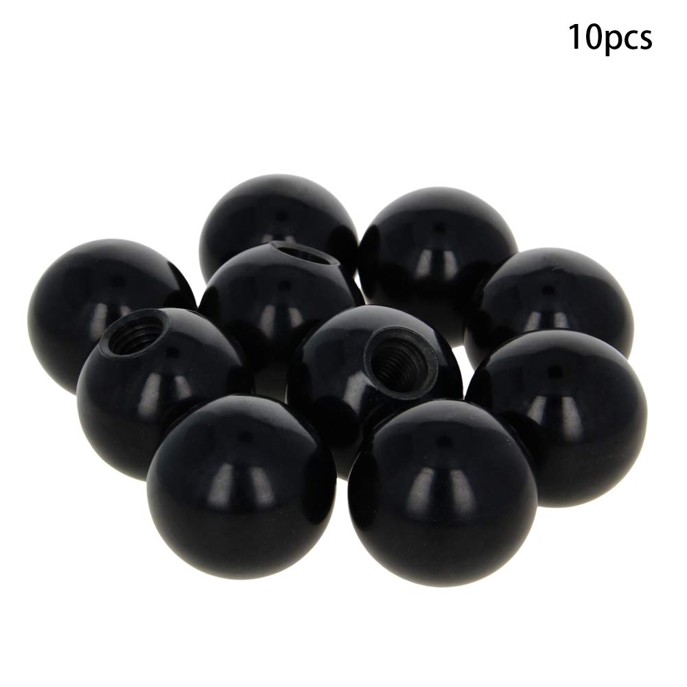 10Pcs M10 Female Thread Thermoset Ball Knobs - 32mm Diameter Bakelite Handles with Smooth Rim (Black) - No Twist Design for Lawn Mowers, Exercise Equipment & DIY Projects - Durable Replacement Parts for Machinery and Tools