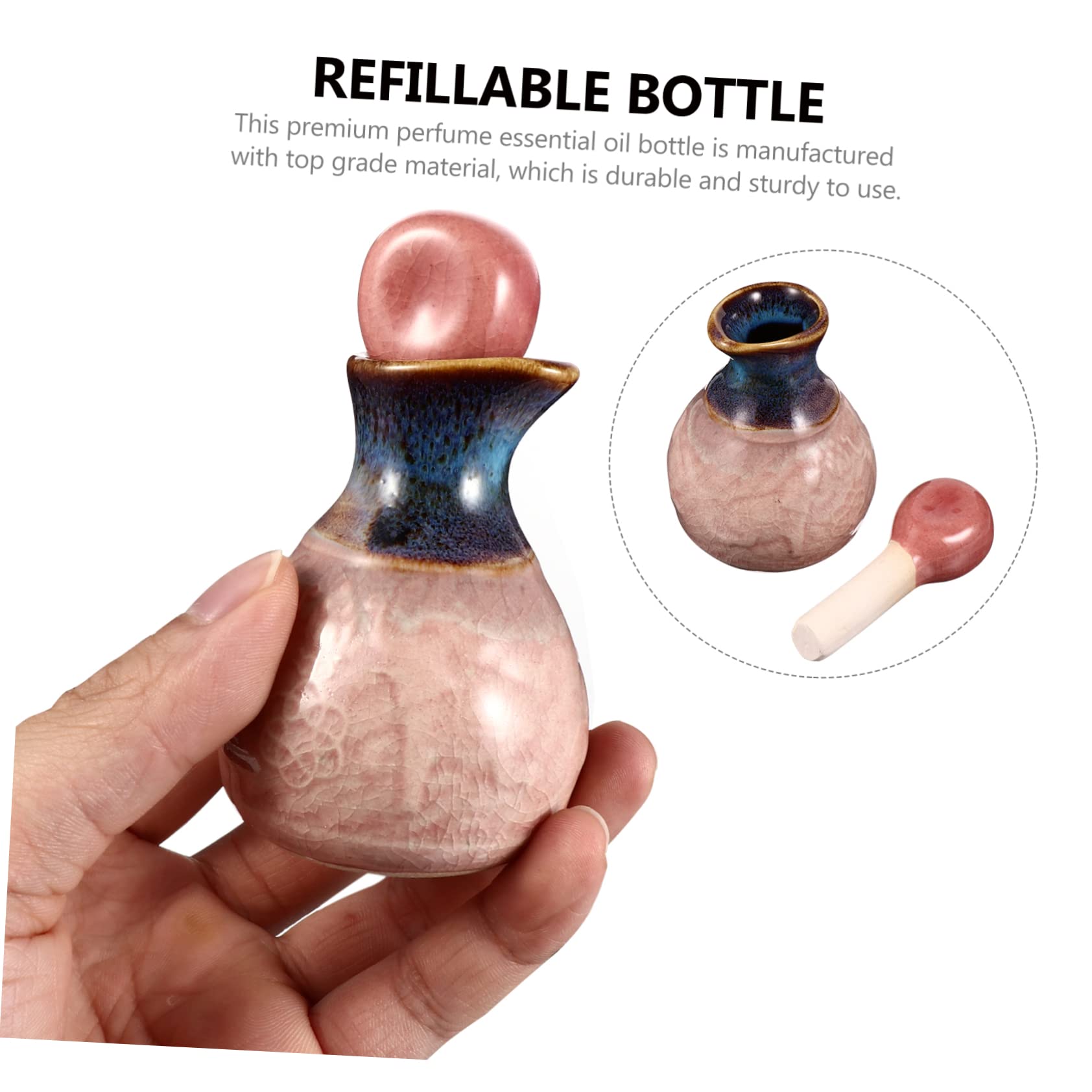 WOONEKY Refillable Ceramic Perfume Oil Bottles - Wide Mouth Empty Perfume Bottle Set for Essential Oils & Aromatherapy - Perfect for Travel, Home Decor & Gift Giving