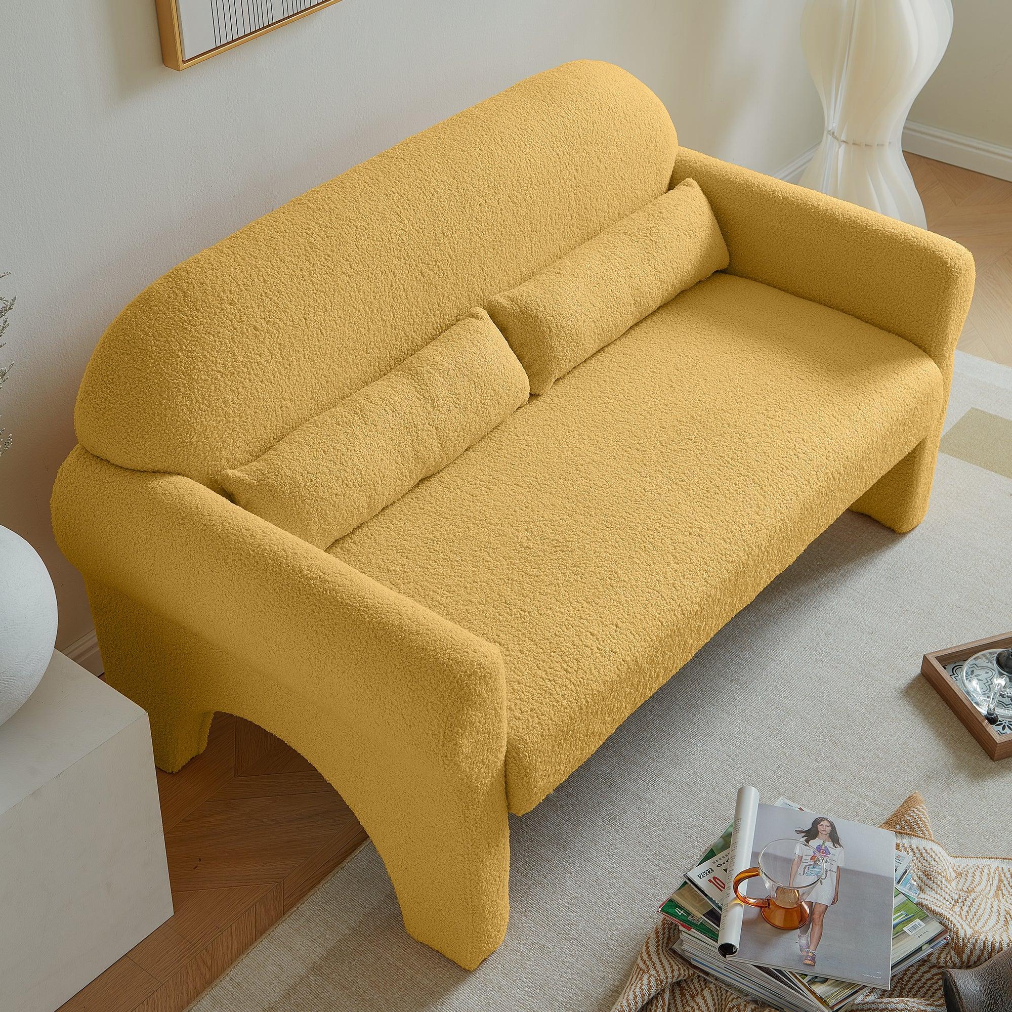 Modern Lambs Wool Fabric Loveseat Sofa for Living Room - Cozy 2-Seater Couch with Soft Upholstery | Perfect for Small Spaces, Apartments & Cozy Home Decor