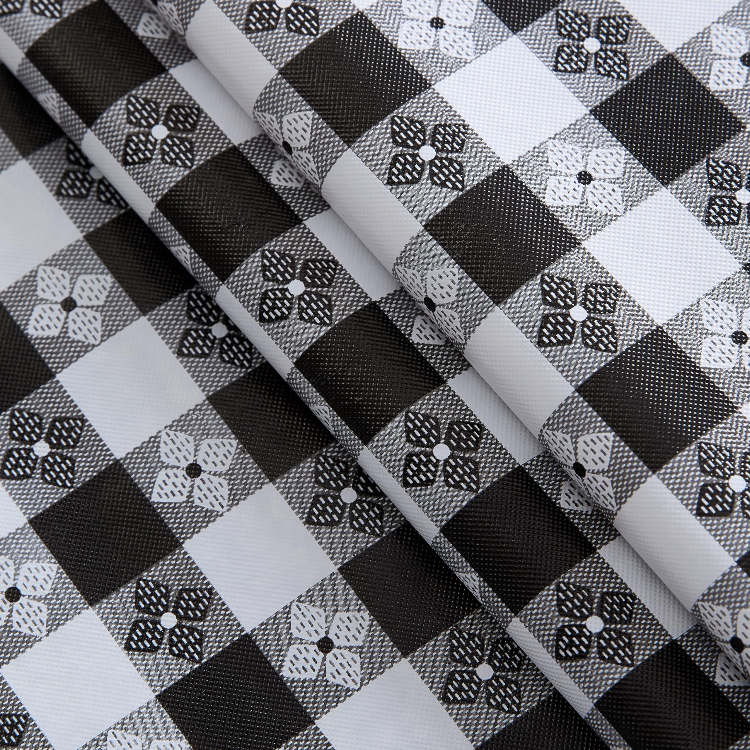 Newbridge 60 x 84 Inch Waterproof Rectangle Vinyl Tablecloth with Flannel Backing - Black & White Checkered Bistro Pattern - Durable Indoor/Outdoor Table Cover for Picnics, BBQs, Patio Dining, Restaurants & Cafe Decor