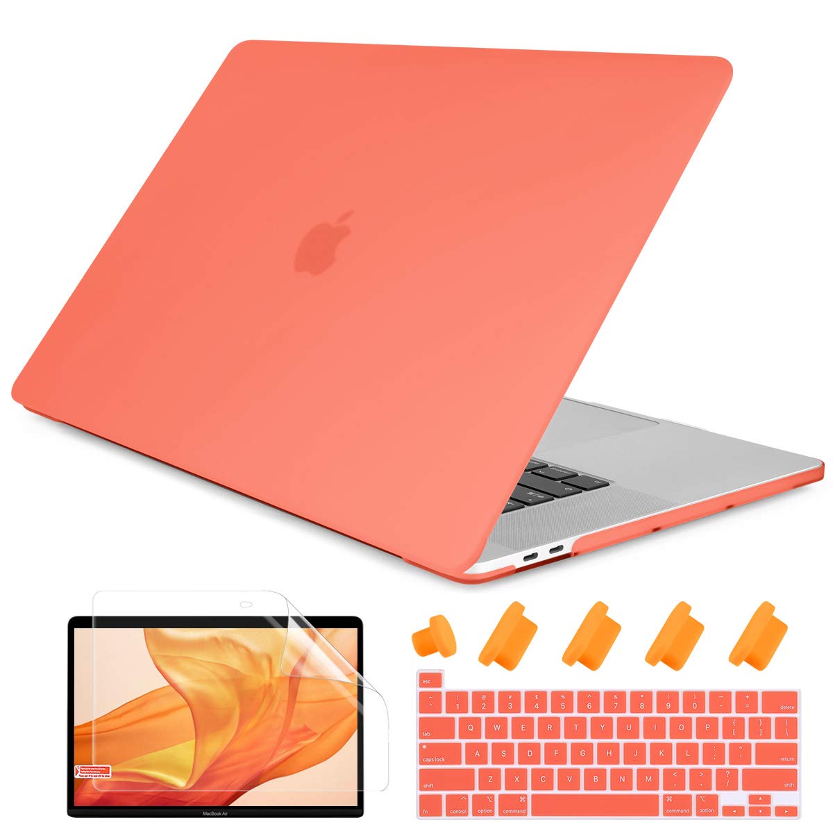 DONGKE Matte Hard Shell Case & Keyboard Cover for MacBook Pro 16 inch (2019-2020 Model A2141) - Compatible with Retina Display & Touch Bar, Includes Touch ID Protection - Perfect for Work, Travel & Home Use in Stylish Living Coral Color