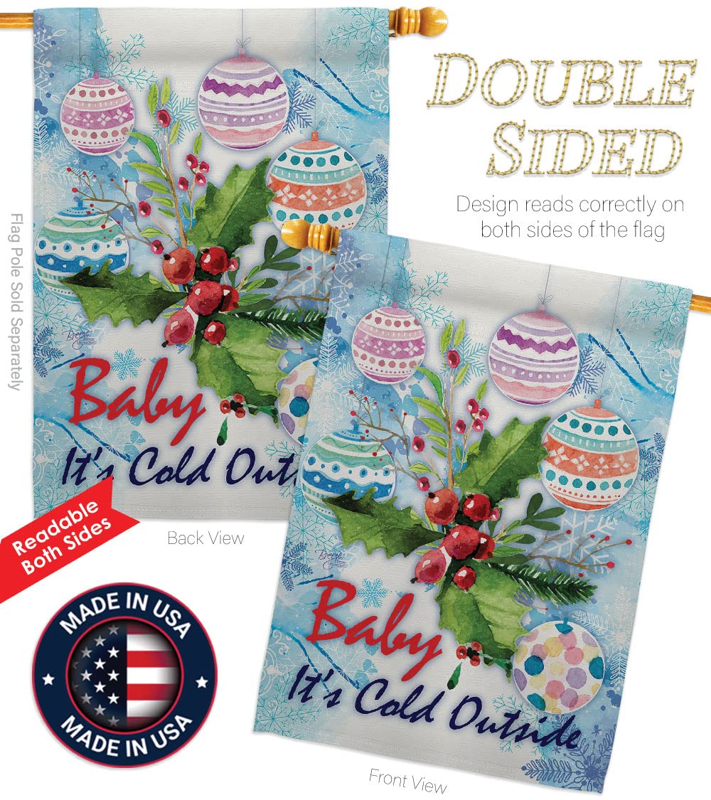 Winter Wonderland Decorative Flags Kit - House & Garden Set with Flagpole for Holiday Decor