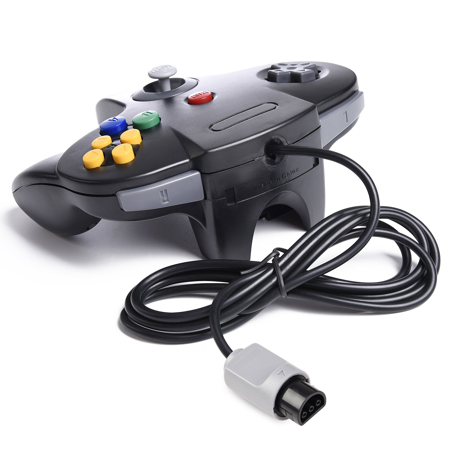 4 Pack Classic N64 Controller - Plug & Play Gamepad Joystick for Nintendo 64 (Non-PC USB Version) - Black/Clear Green/Clear Blue/Clear Orange - Perfect for Retro Gaming & Multiplayer Sessions