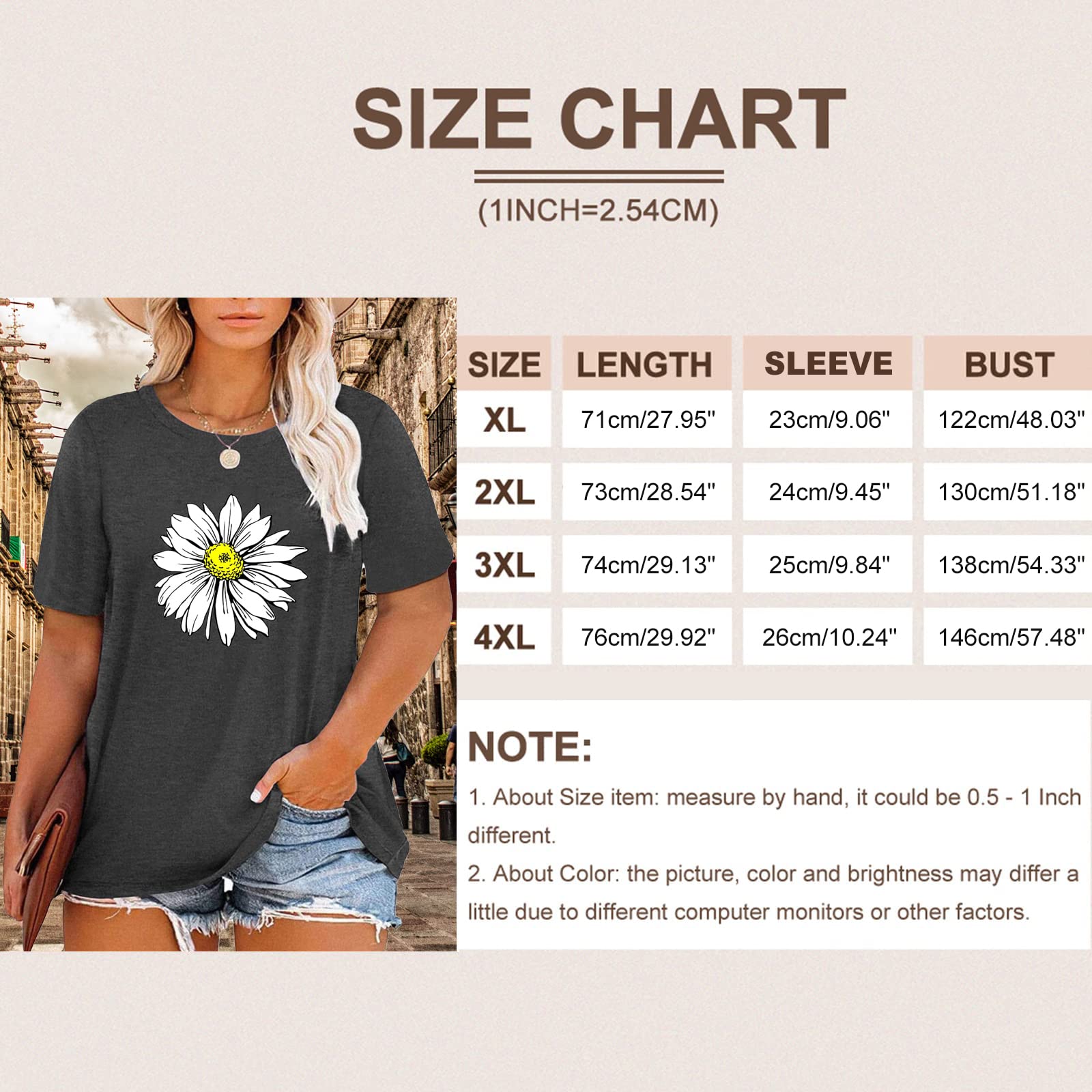 HDLTE Women's Plus Size Casual Short Sleeve Graphic T-Shirt - Oversized Comfort Fit Tee for Everyday Wear, Lounge & Street Style