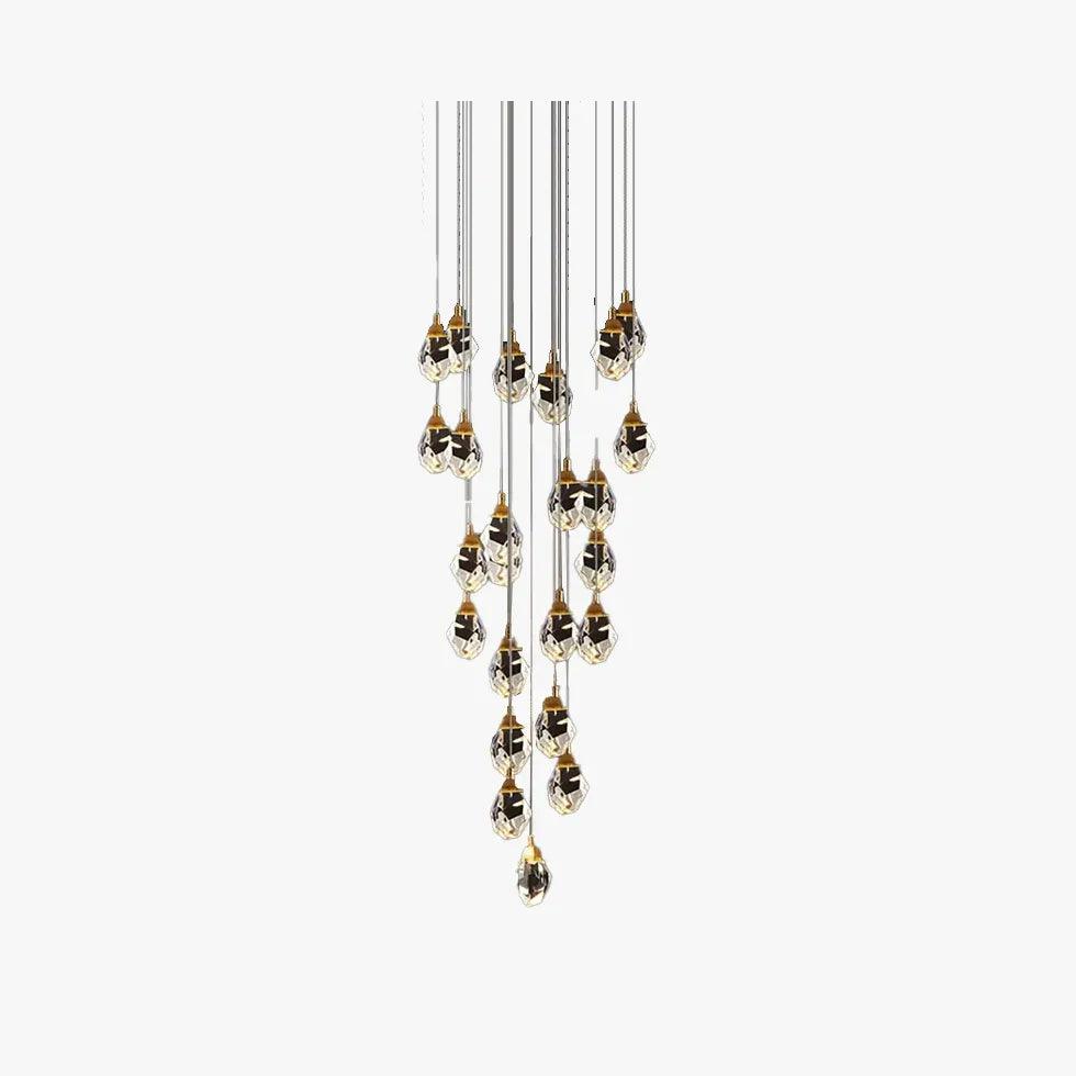Elegant Water Drop Glass Gold Pendant Light - Modern Crystal Chandelier for Dining Room, Bedroom & Living Room Decor