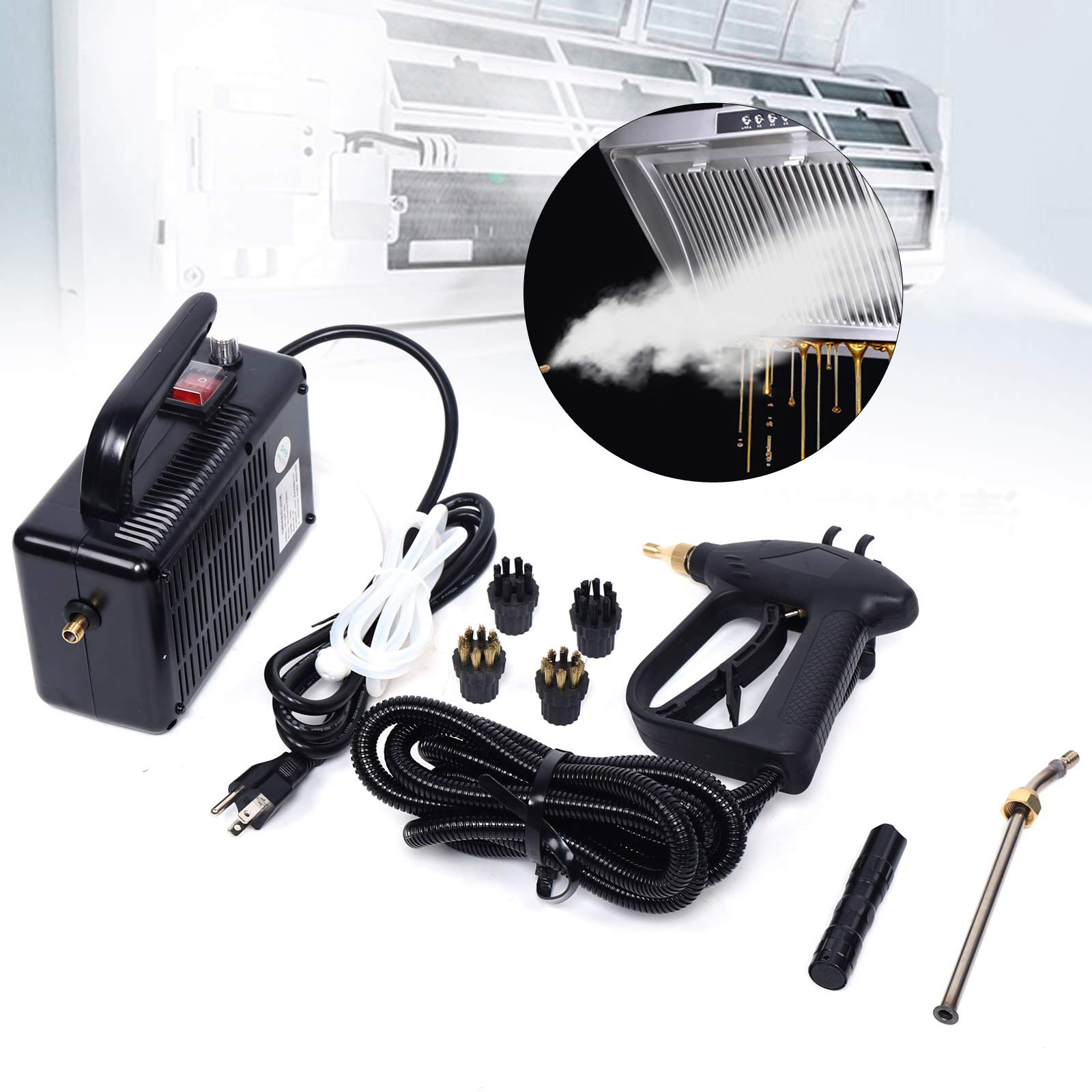 1600W 110V Black High Pressure Steam Cleaner - Portable Handheld Multi-Function Steam Cleaning Machine for Home, Auto & Hard Surfaces (19x8x12cm) - Perfect for Kitchen, Bathroom, Floors & Car Detailing