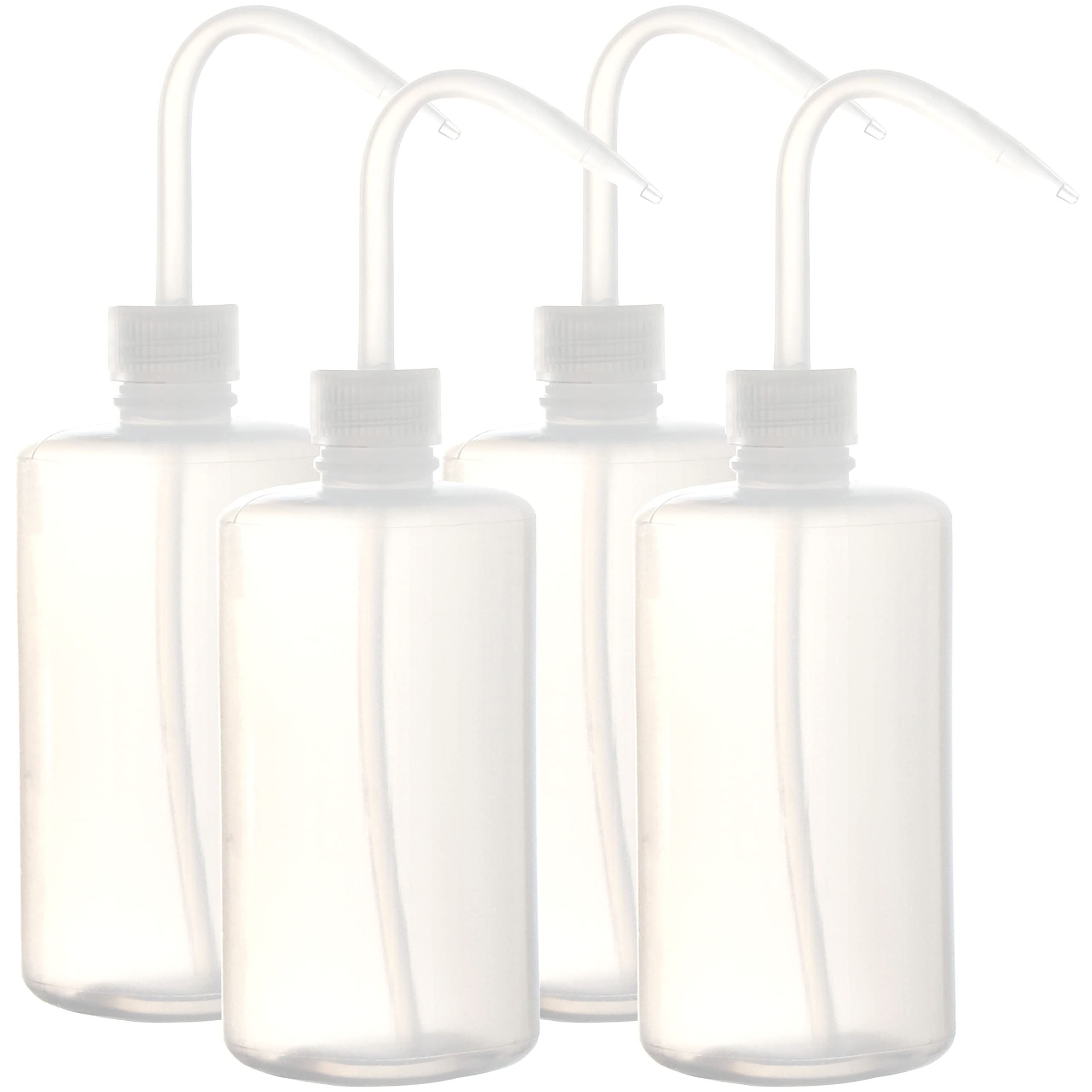 Youngever 4 Pack 500ML Plastic Squeeze Wash Bottles - Empty Refillable Chemical Dispenser for Lab, Cleaning & DIY Projects - BPA Free Leak Proof Containers for Water, Solvents & Detergents