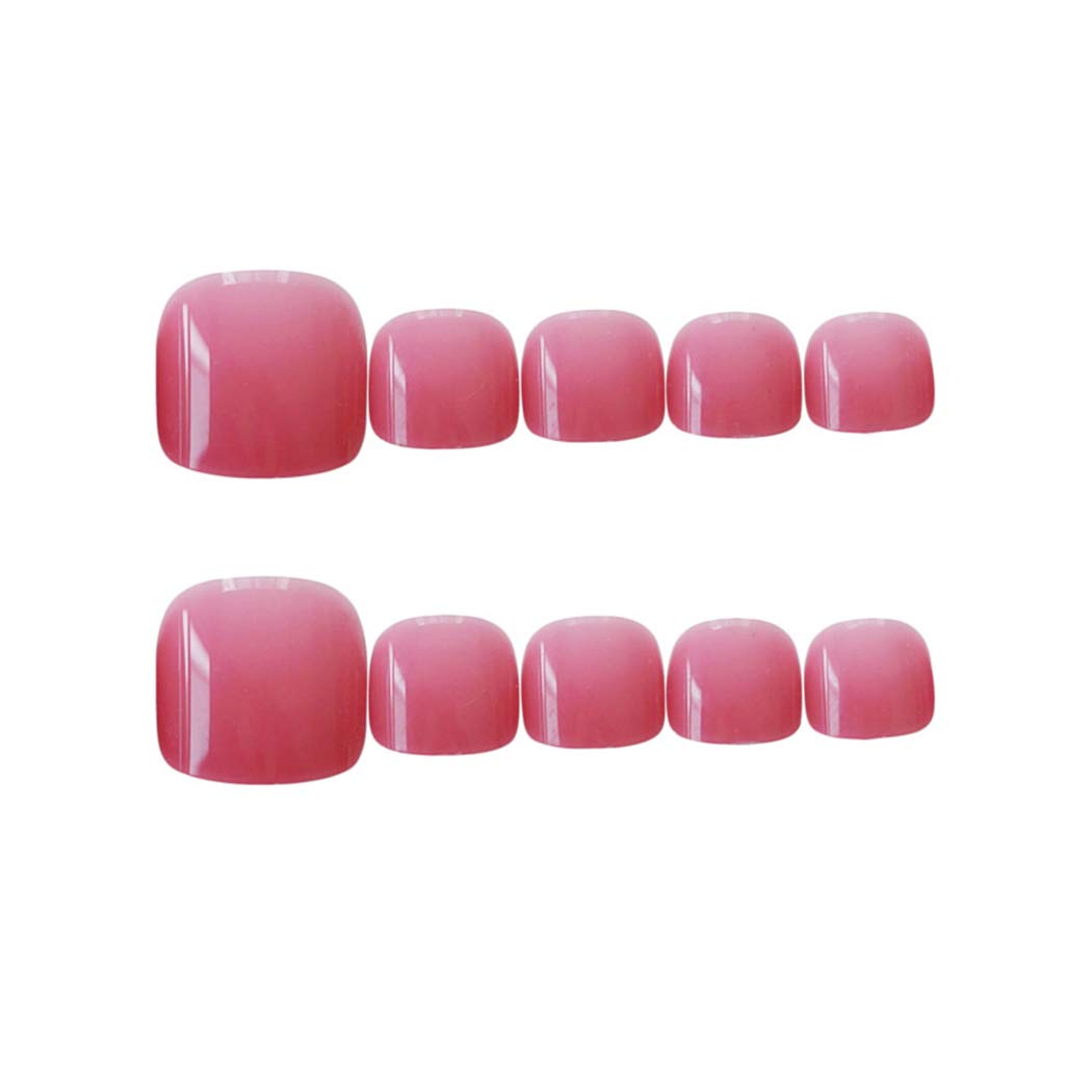 Yienate 24PCS Rose Pink False Toe Nails - Full Coverage Gel Toe Tips for Women, Elegant & Chic Fake Nails for Bridal, Pedicure & Special Occasions | Perfect for Weddings, Parties & Summer Sandal Season