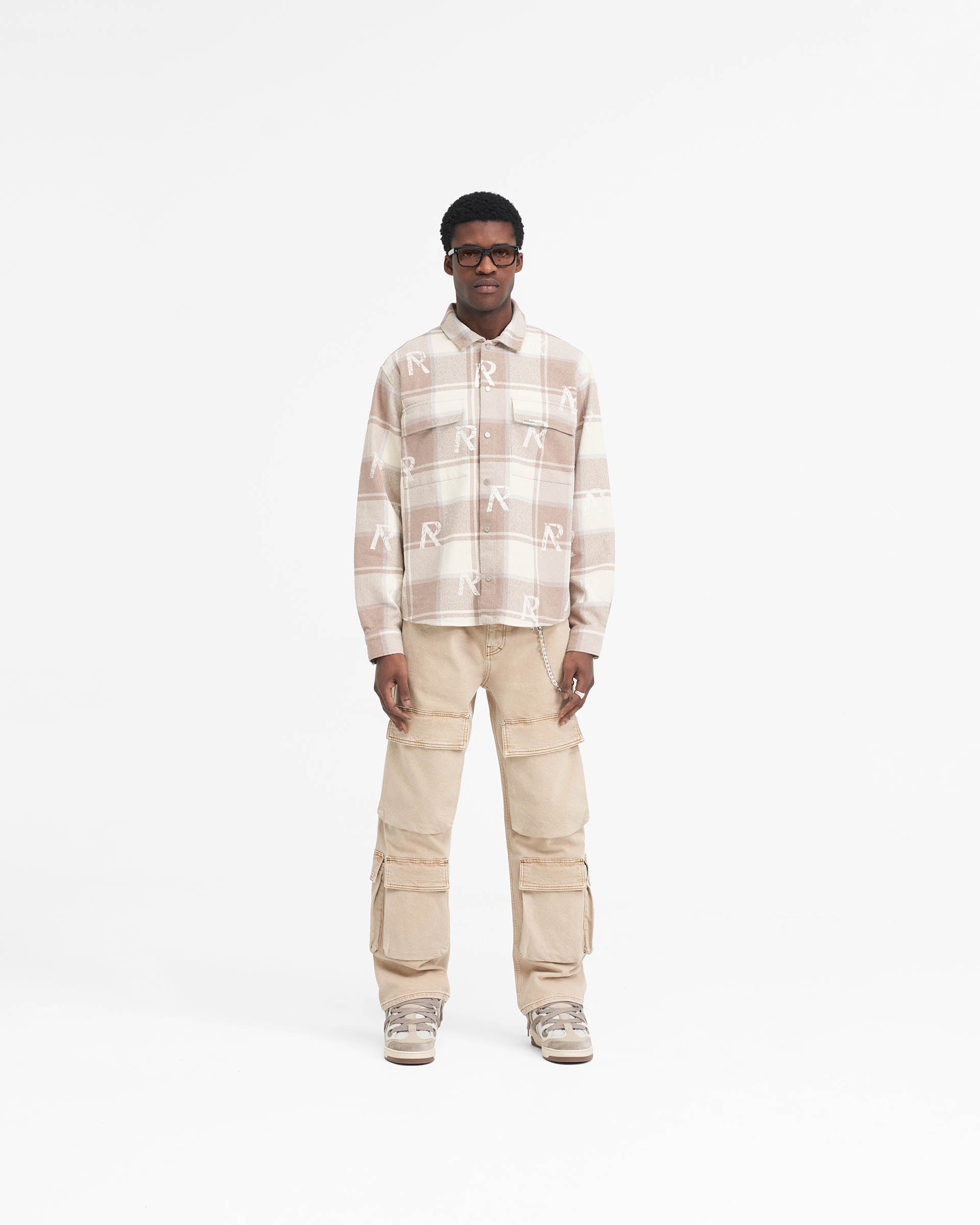 Premium Cashmere All Over Initial Flannel Shirt for Men & Women - Soft & Warm Plaid Button-Up Top for Casual Outfits, Fall Layering and Cozy Winter Fashion