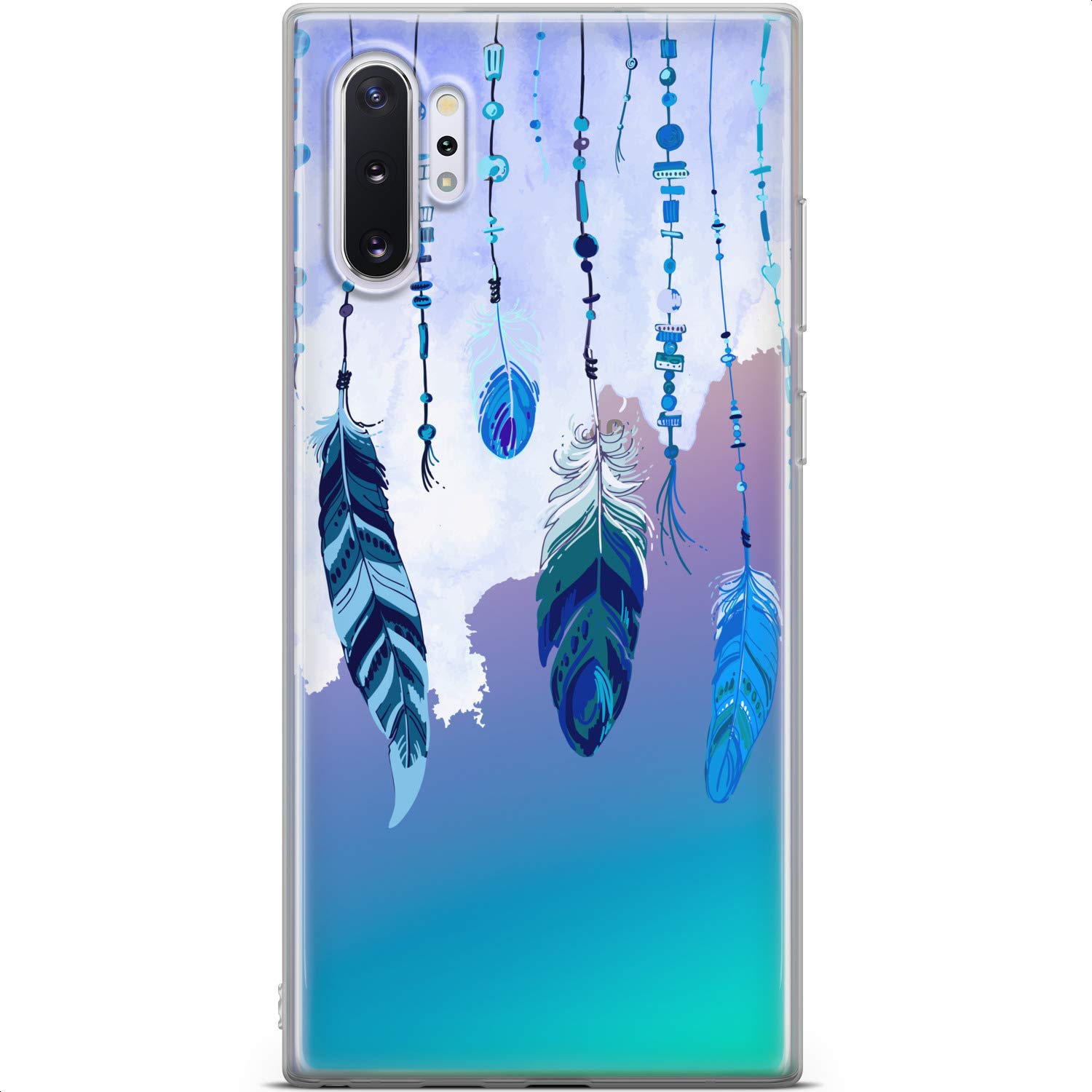 Samsung Galaxy S24 S23 Ultra S22 5G Plus S21 FE S20 S10 Phone Case - Lightweight Blue Watercolor Tribal Feather Design Slim Protective Silicone Cover for Women | Perfect for Everyday Use, Travel & Style Protection
