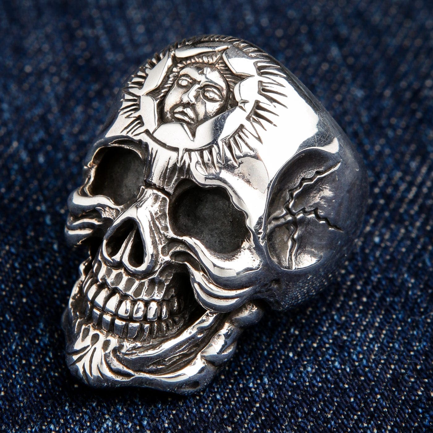 925 Sterling Silver Skull Ring for Men - Heavy Sun God Gothic Jewelry - Perfect for Punk Fashion, Rock Concerts & Biker Style