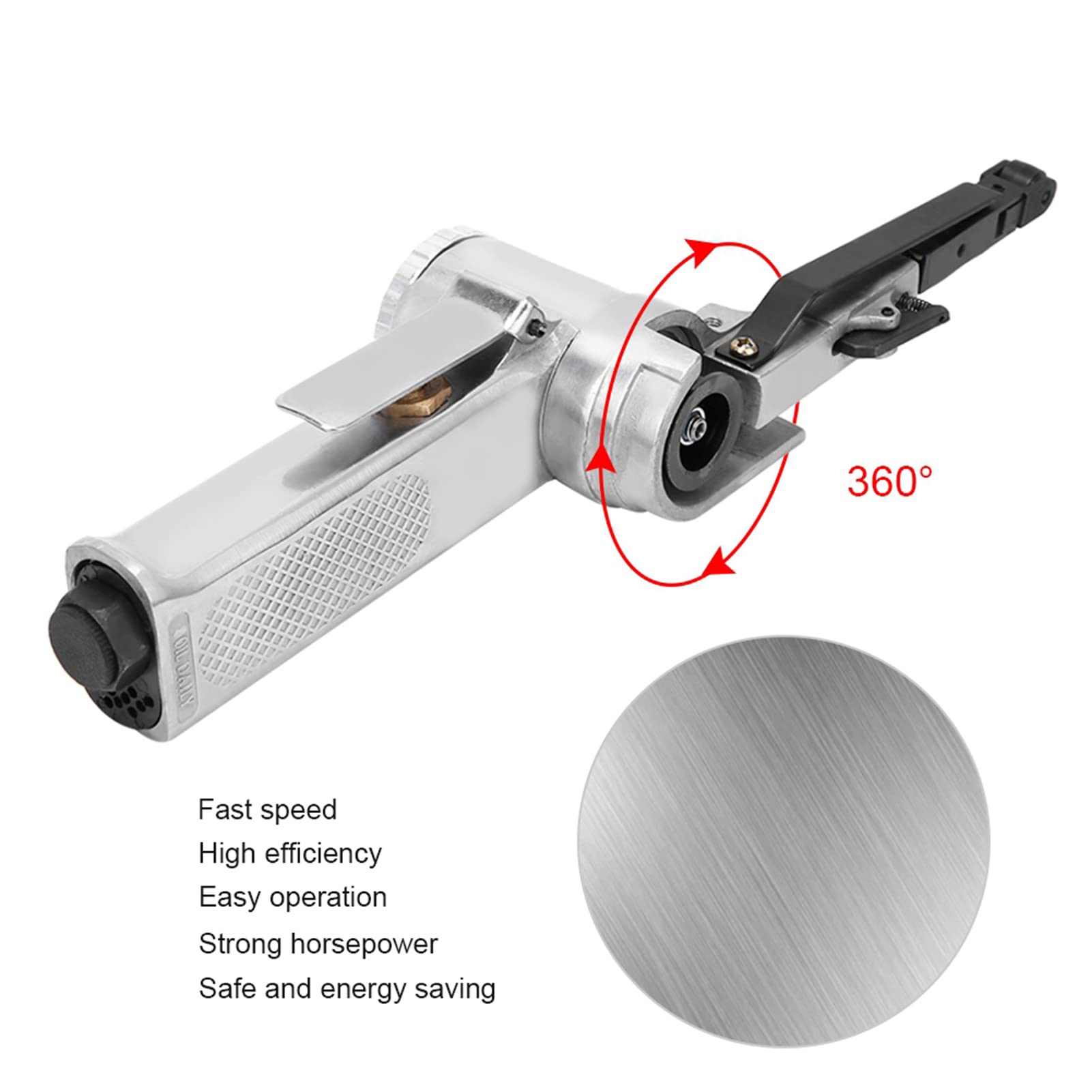 10mm Handheld Pneumatic Belt Sander with 1/4in Inlet Thread - Industrial Air Belt Sander for Wood, Metal, Glass & Furniture - Perfect for Sanding, Polishing & Surface Preparation in Woodworking & Metalworking Projects