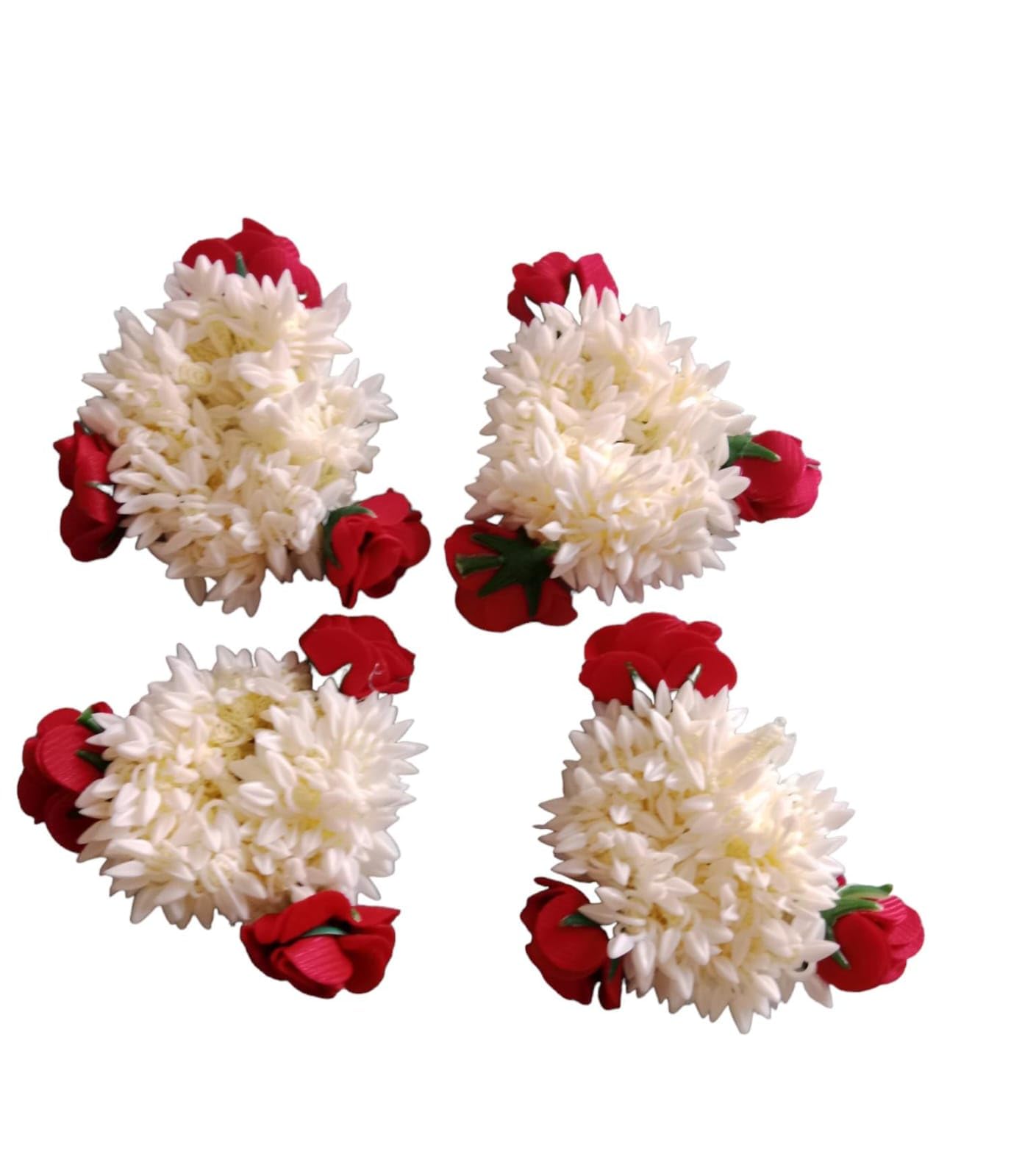 Women & Girls Hair Gajra - Pack of 4 Floral Hair Accessories for Weddings, Parties & Festivals | Boho Style Hair Jewelry for Braids & Buns
