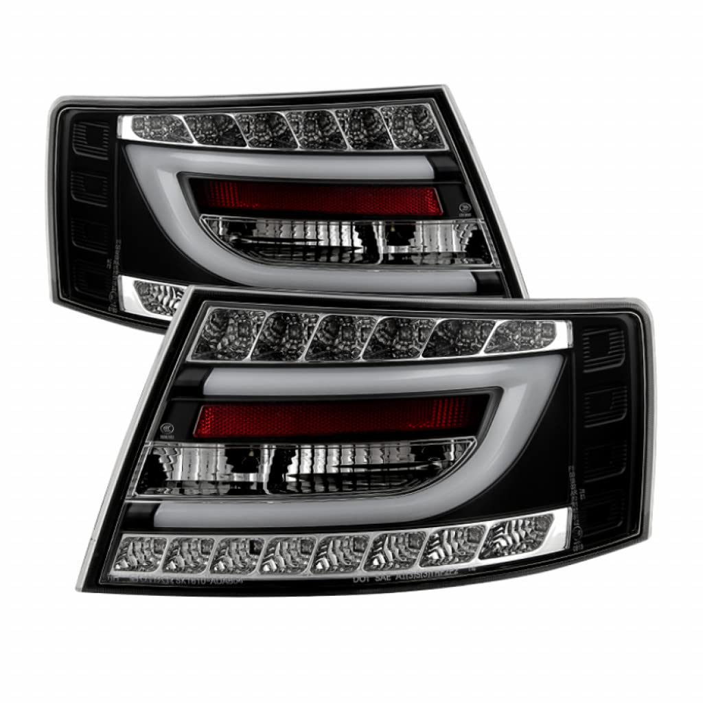 Spyder LED Tail Lights for Audi A6 2006-2008 (4-Door Sedan) - Black Version 2 Light Bar - Pair (Part #5080769) | Upgrade Your Car's Rear Lighting for Enhanced Style & Safety