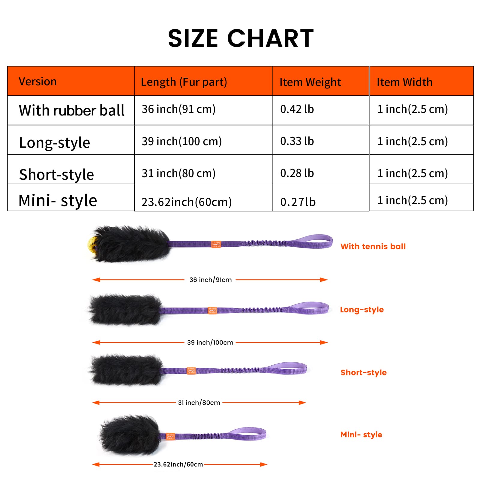 HOWGO 100% Sheepskin Dog Rope Toy - Durable Bungee Chaser & Tug Toy with Natural Sheep Smell for All Dog Breeds (Purple, Large with Ball) - Perfect for Fetch, Training & Interactive Play