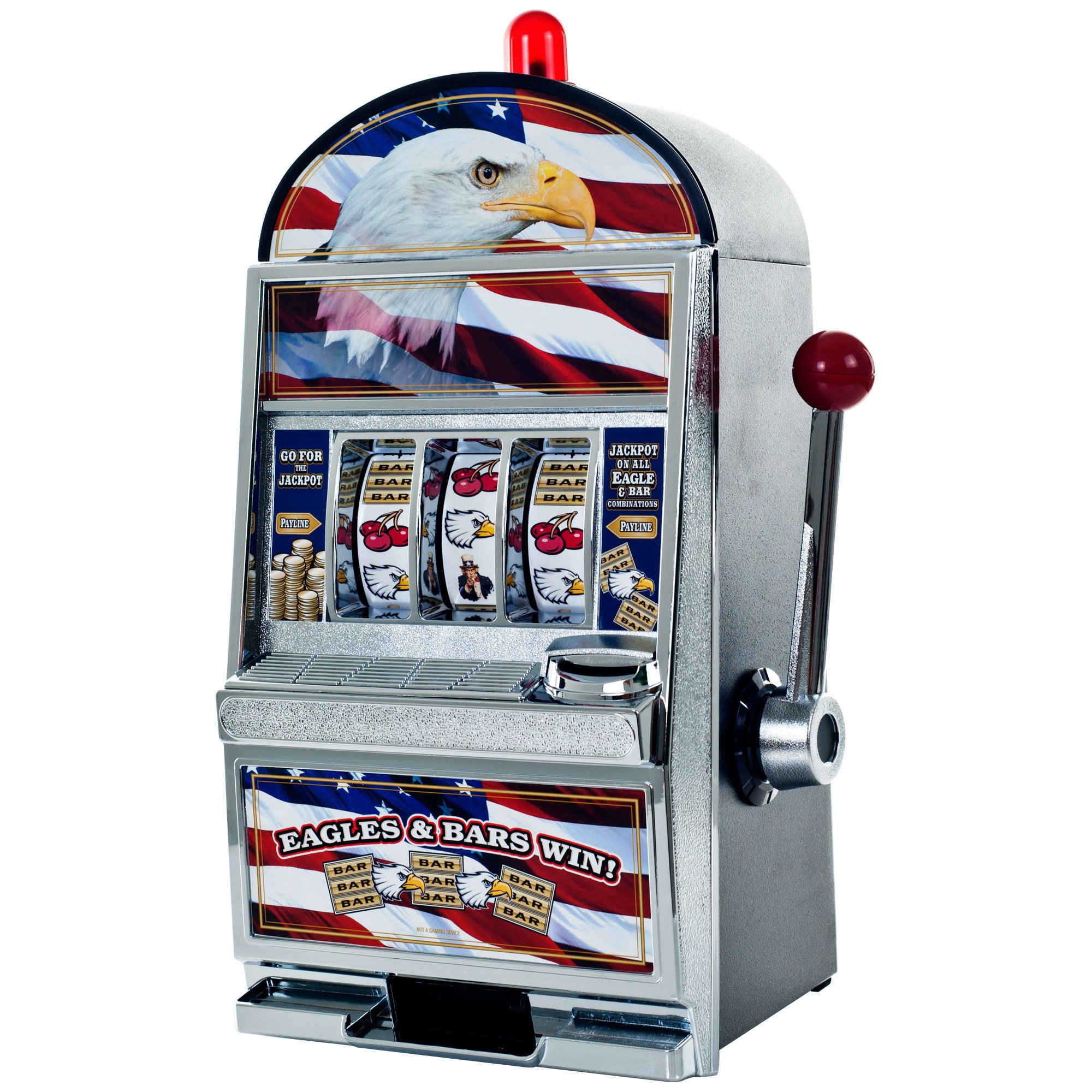 John N. Hansen Eagle Slot Machine - Vintage Casino Collectible, Yellow - Perfect for Casino-Themed Parties, Man Cave Decor & Gambling Memorabilia Collection