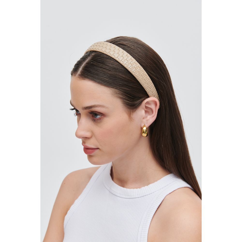 Stylish Embossed Woven Vegan Leather Headband for Women - Fashion Hair Accessory for Workouts, Yoga, and Everyday Wear