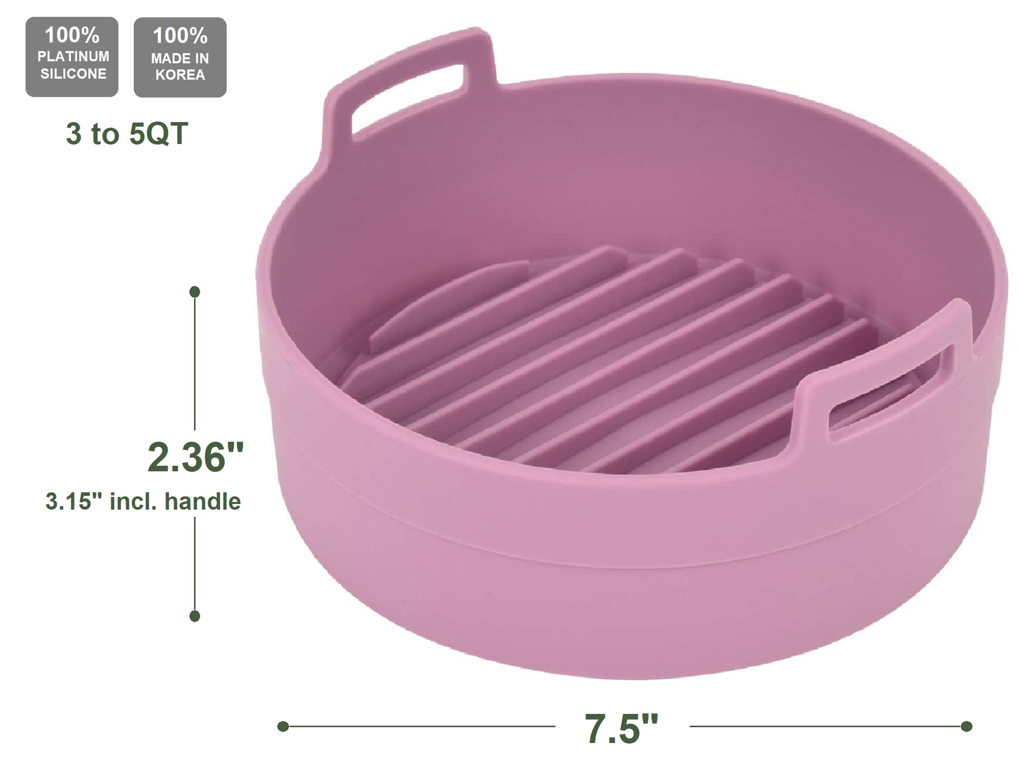 Premium 3-5QT Air Fryer Silicone Pot & Basket Set - Food Safe, Non-Toxic Oven Accessories - Easy Clean Replacement for Parchment Liners (7.5