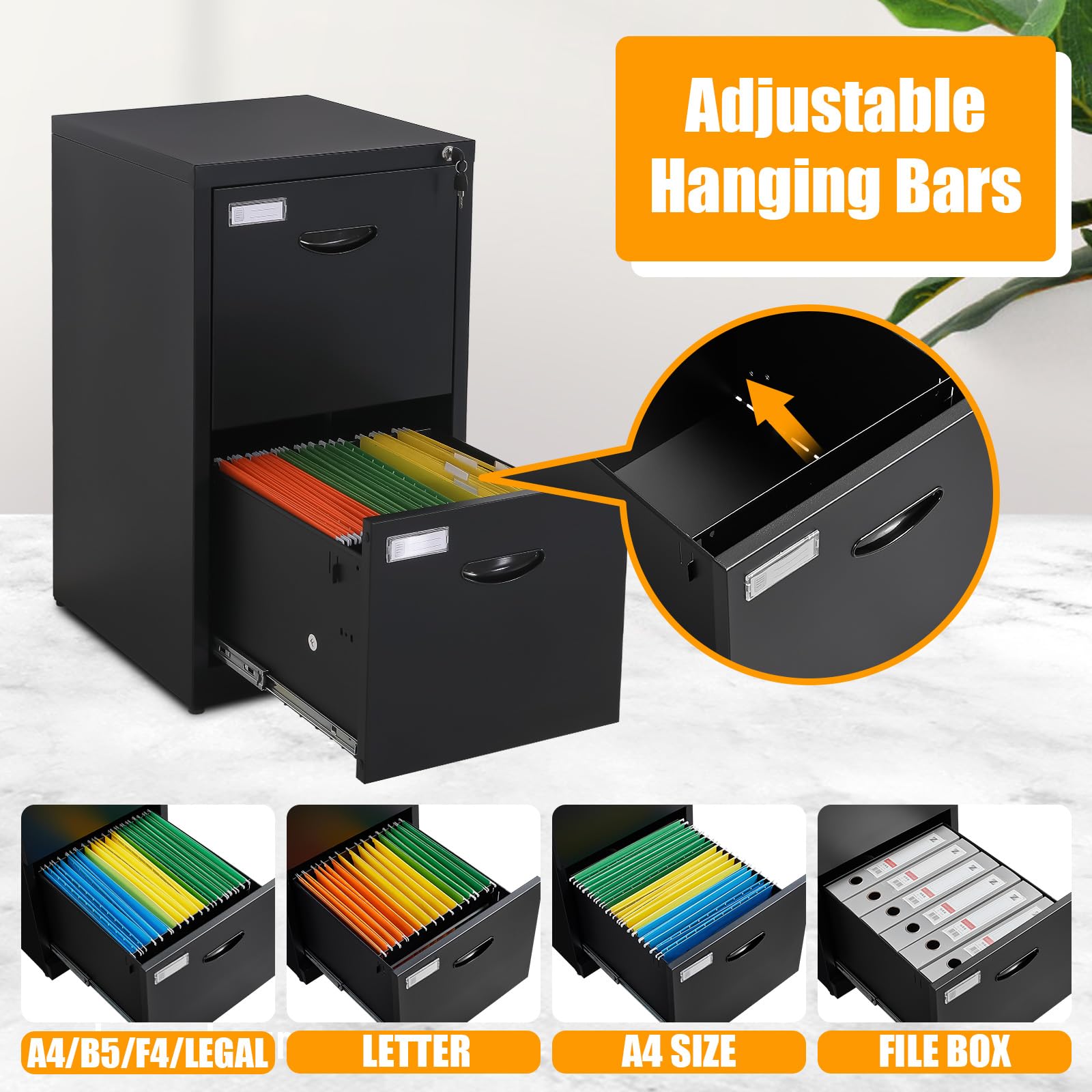 2-Drawer Locking Metal File Cabinet - 18