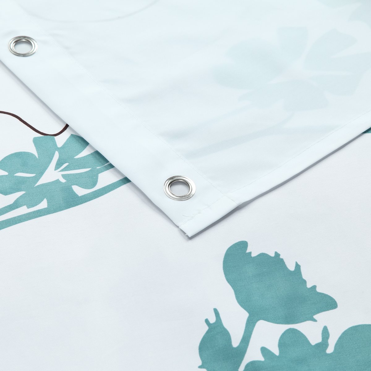 Blue and White Floral Shower Curtain - Teal and Brown Botanical Bathroom Curtain 72x72 Inches - Waterproof Fabric for Modern Bathroom Decor - Perfect for Spa, Master Bath, and Guest Bathrooms