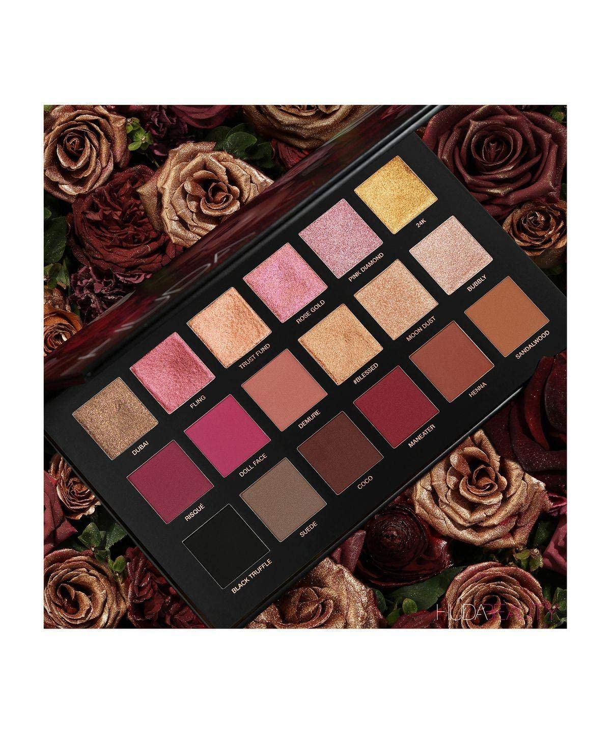 FOZZBY 18 Color Shimmer Eyeshadow Palette - Waterproof, Long-Lasting, Rose Gold & Multicolor Shades with 5Pcs Pink Makeup Brushes for Professional Makeup | Perfect for Daytime Glam, Night Out, and Special Occasions