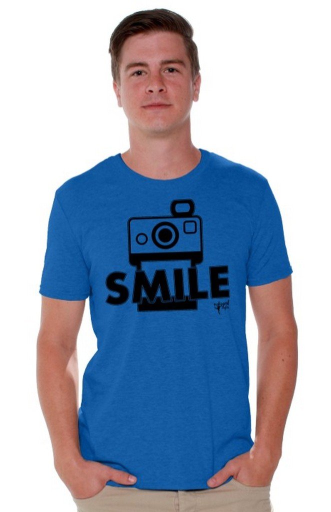 Awkwardstyles Funny Smile Face T-Shirt for Men & Women - Black Graphic Tee with Camera Print - Perfect for Photographers, Content Creators & Casual Wear
