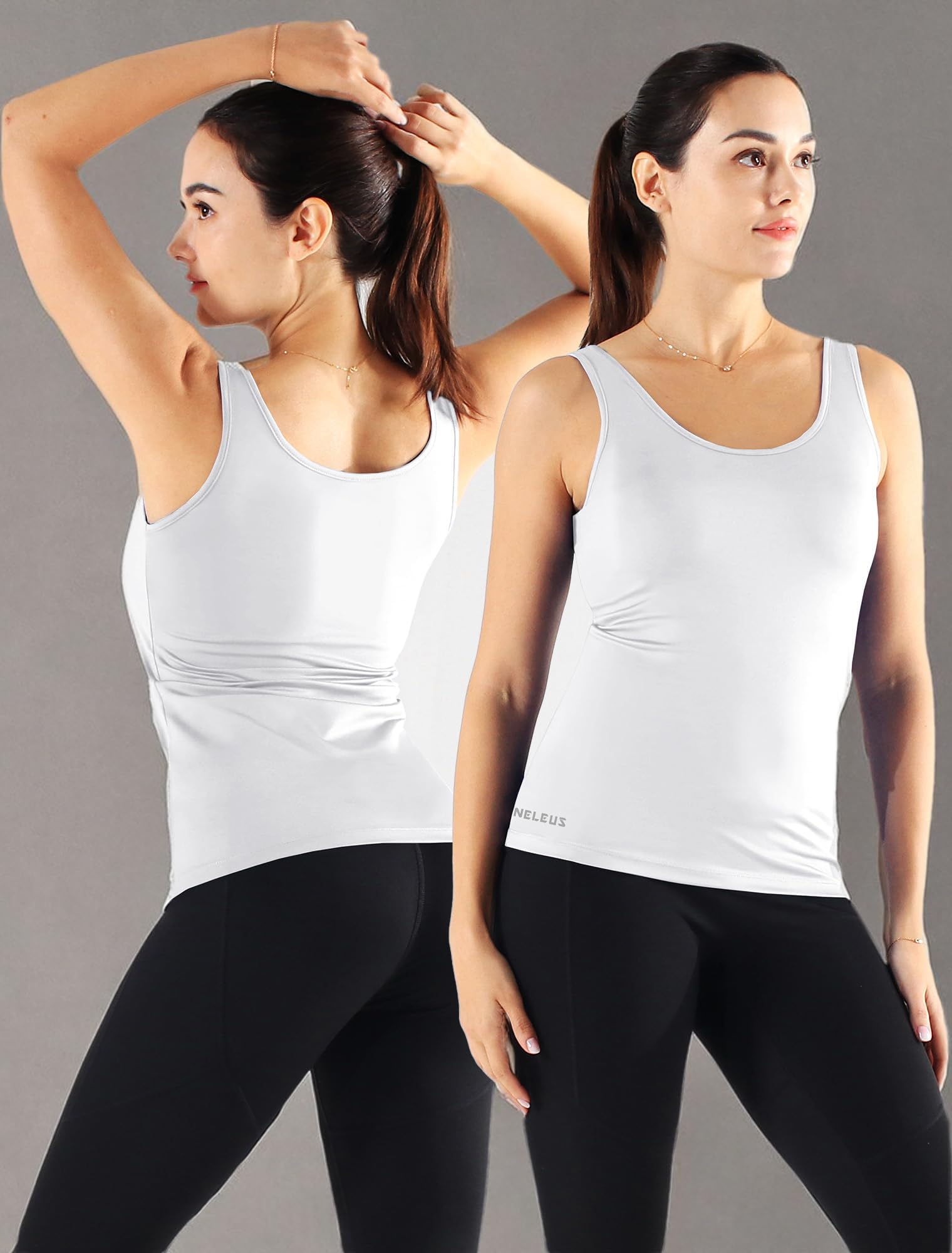 NELEUS Women's 3 Pack Seamless Yoga Bras - High Support Compression Tank Tops with Removable Cups for Running, Workout & Gym - Moisture Wicking Athletic Shirts for Yoga, Pilates & Fitness Training