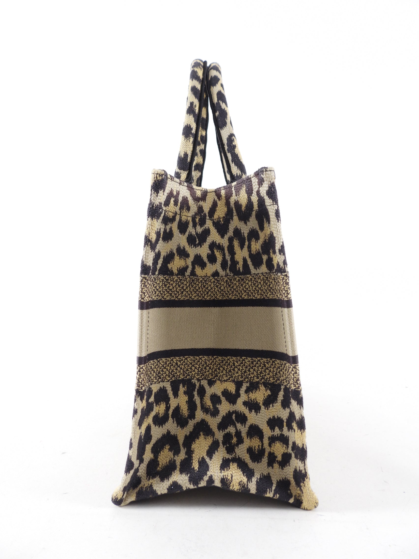 Christian Dior Medium Leopard Print Canvas Book Tote Bag - Stylish Designer Handbag for Women, Work, Travel & Everyday Use