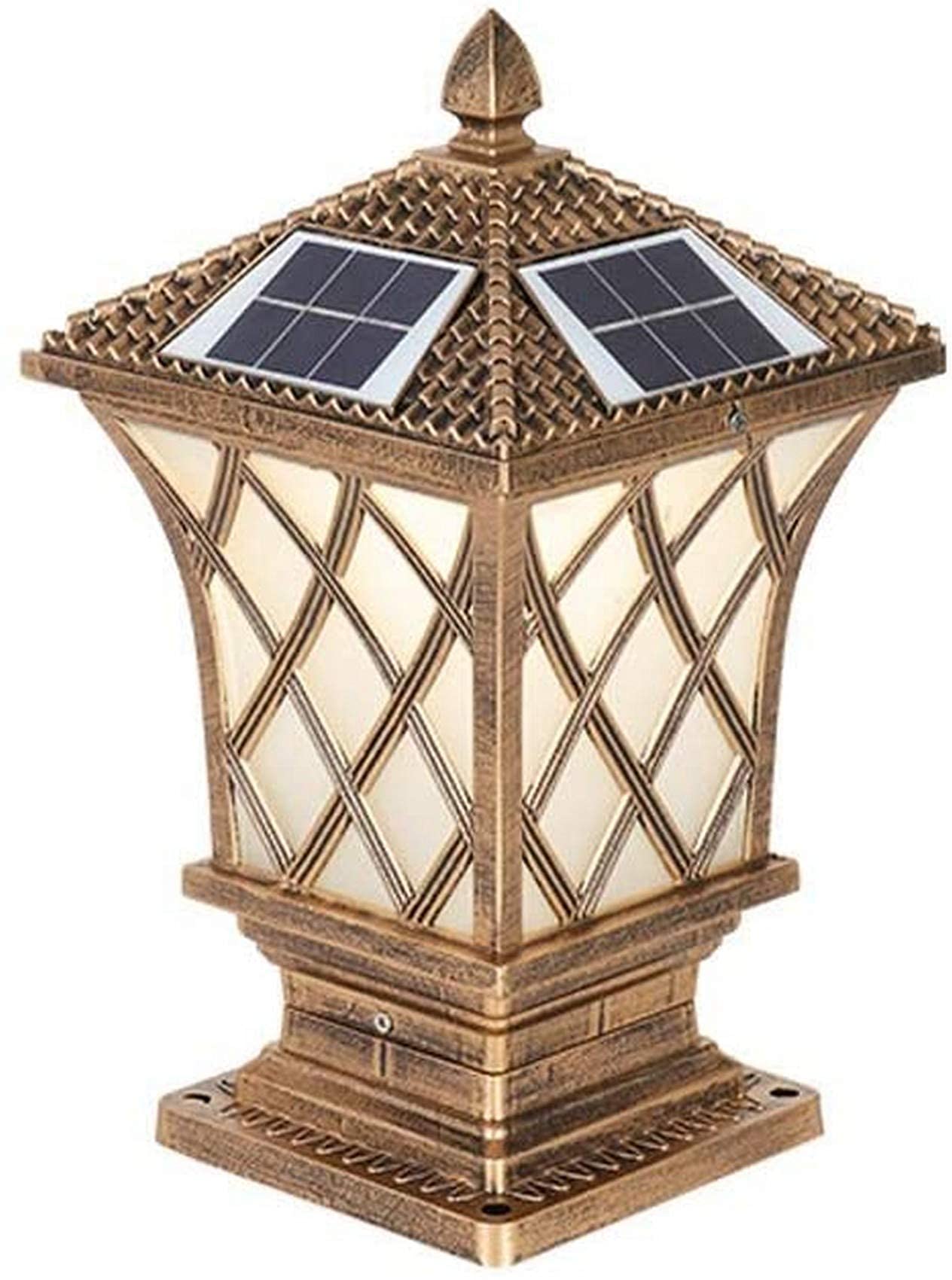 3W LED Solar Pillar Light - Waterproof IP54, 3-Color Changing Outdoor Bollard Lamp with Die-Cast Glass Shade for Garden, Lawn, Pathway, Porch, Balcony & Backyard Lighting | Perfect for Landscape, Driveway & Patio Decor