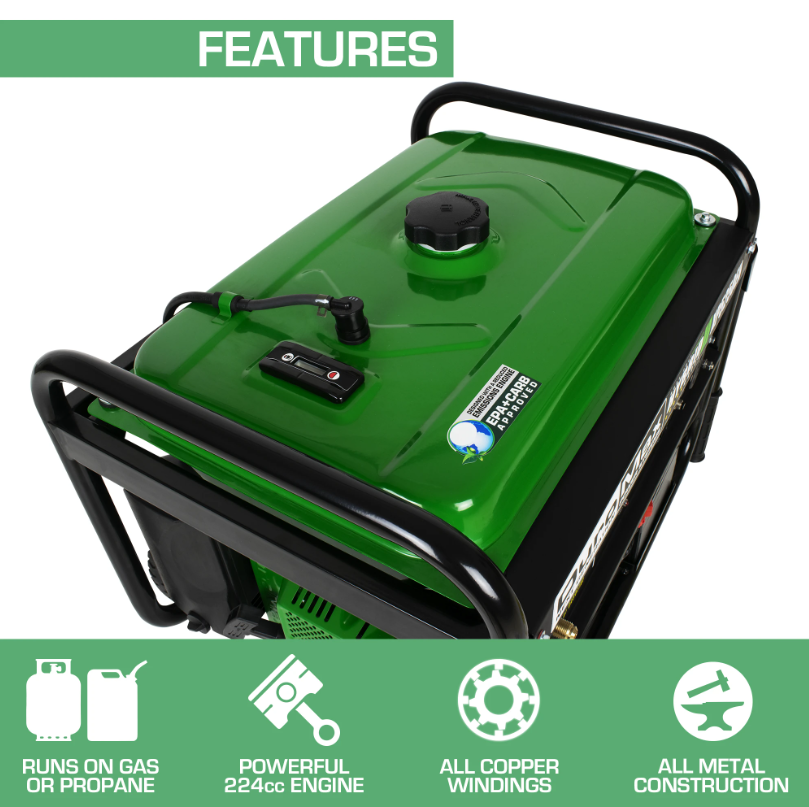 DuroMax XP5250EH 4200W/5250W Dual Fuel Portable Generator with Electric Start - Perfect for Home Backup Power, Camping & Emergency Use