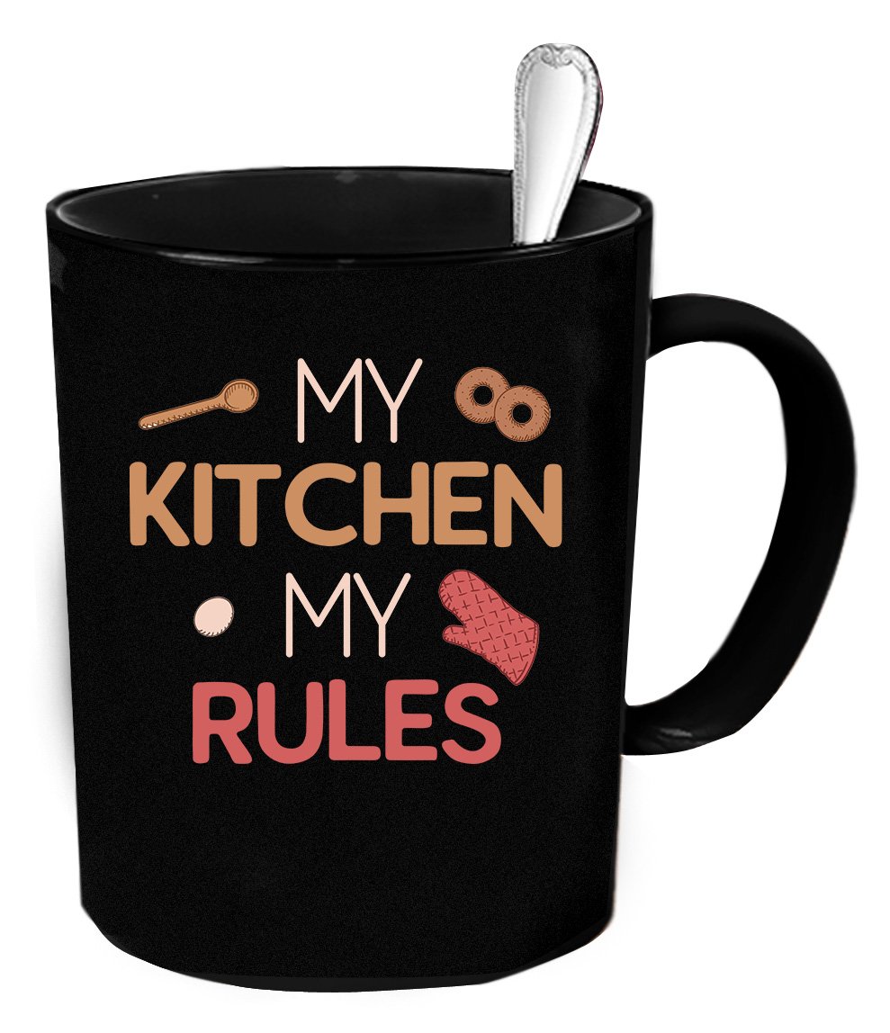 My Kitchen My Rules Coffee Mug - 11 oz Funny Ceramic Cup for Coffee, Tea & Hot Drinks - Perfect Gift for Home Cooks, Chefs & Coffee Lovers - Great for Kitchen, Office & Home Use
