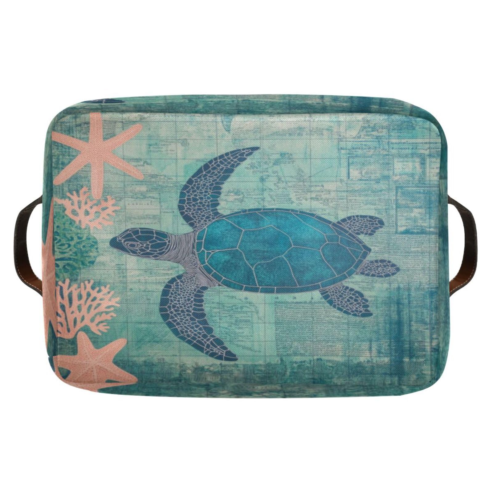 Large Fabric Storage Bins with Handles - Decorative Collapsible Baskets for Shelves, Closet Organizers | Perfect for Clothes, Toys, Home Storage & Pet Turtles | Space-Saving Home Organization Solution