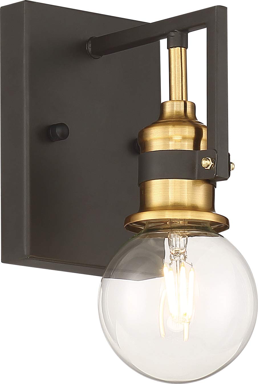 Nuvo 60/6971 Intention Vanity Light - Warm Brass & Black Finish - Single Light Bathroom Fixture for Modern Vanity Makeup Mirror Lighting
