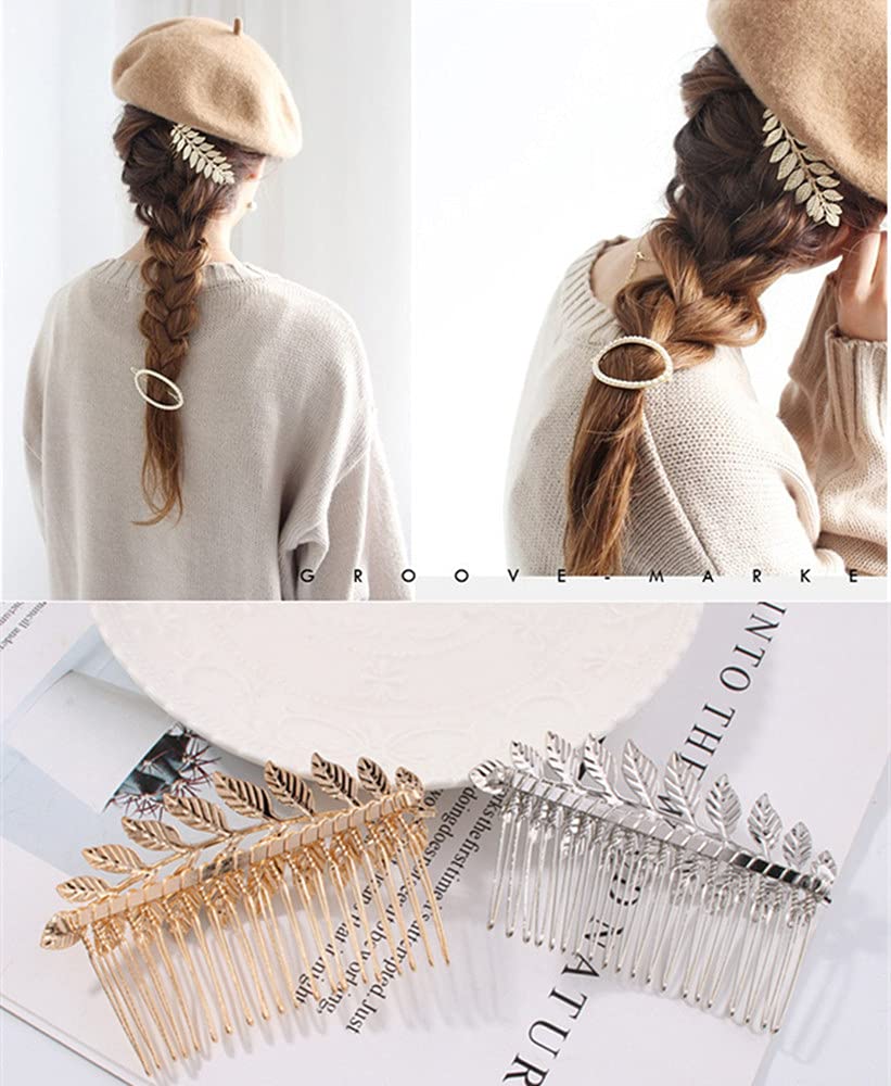4-Piece Gold Leaf Hair Combs for Women - Elegant Bridesmaid & Wedding Hair Accessories - Perfect for Updos, Braids & Special Occasions
