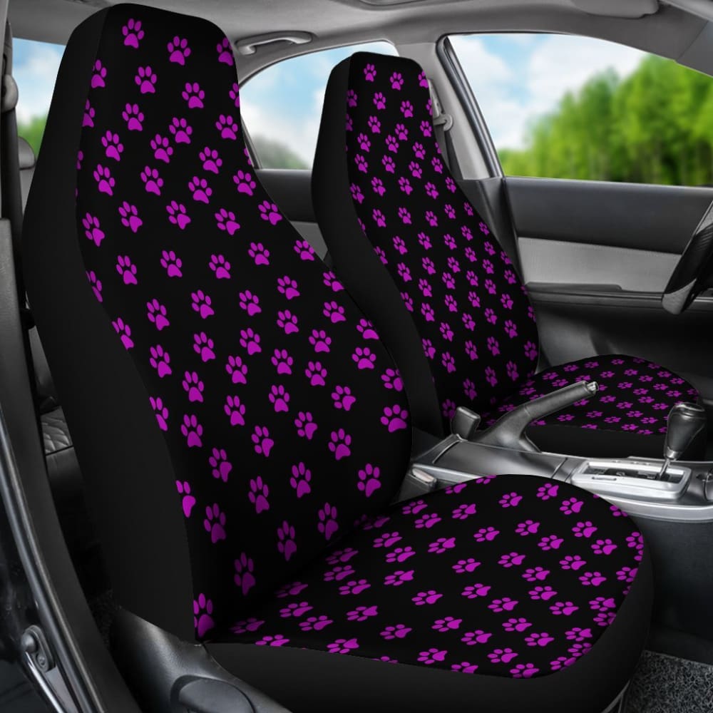 Bright Purple Paw Prints Car Seat Cover - Waterproof & Non-Slip Pet Seat Protector for Dogs & Cats - Perfect for SUVs, Trucks & Sedans - Easy to Clean & Install